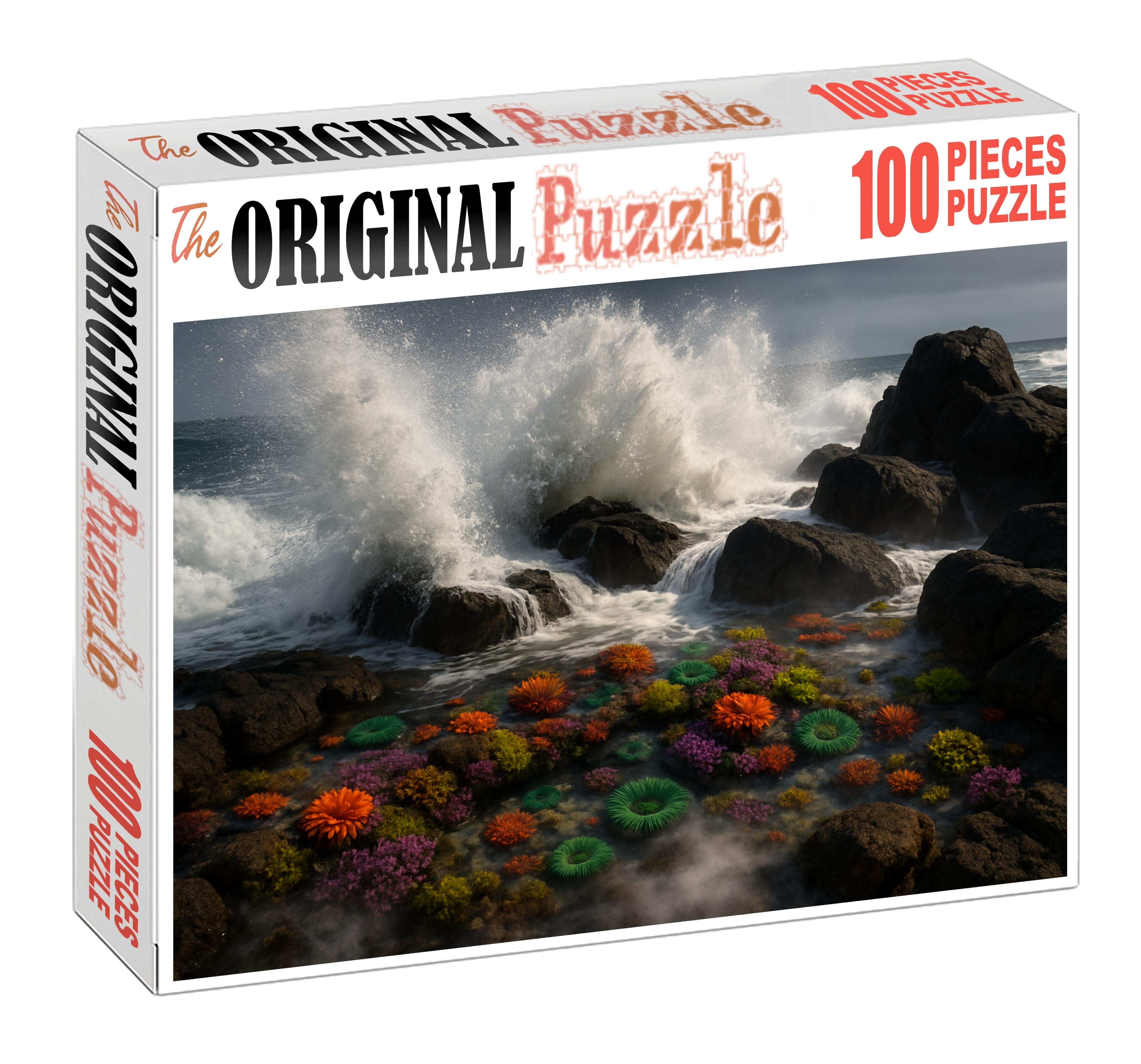 Silver Spray Reef Wave-polished Rocks Amid Ocean Mist 20 Piece Puzzle