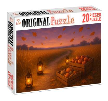 Golden Harvest Twilight Amber Fields And Lantern-lit Paths 20 Piece Puzzle