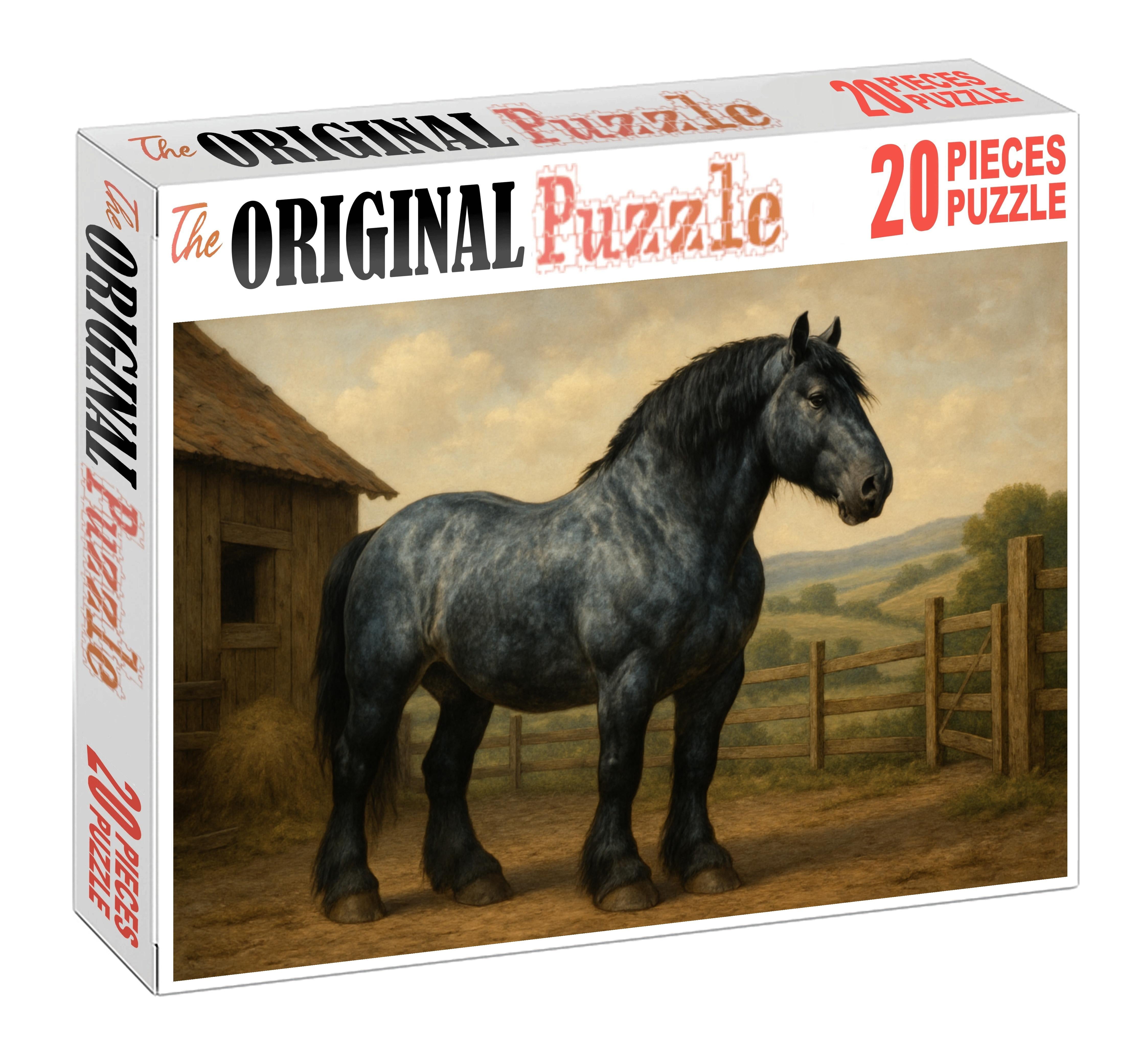Storm Ridge Draft Massive Blue Roan Stallion With Powerful Presence Custom Jigsaw Puzzle