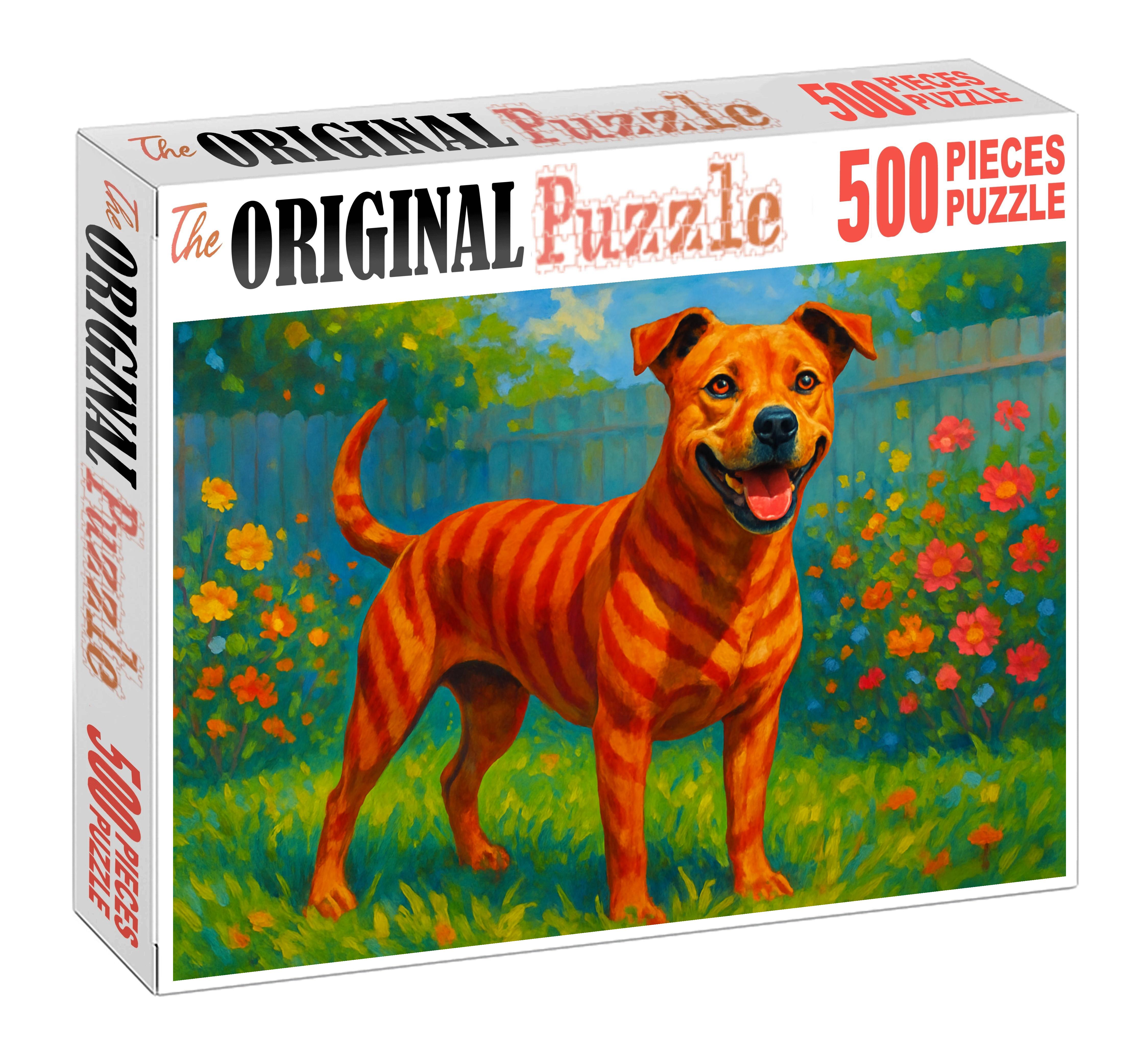 Crimson Dream Lively Red-striped Bull Dog With Tenacious Spirit 100 Piece Puzzle