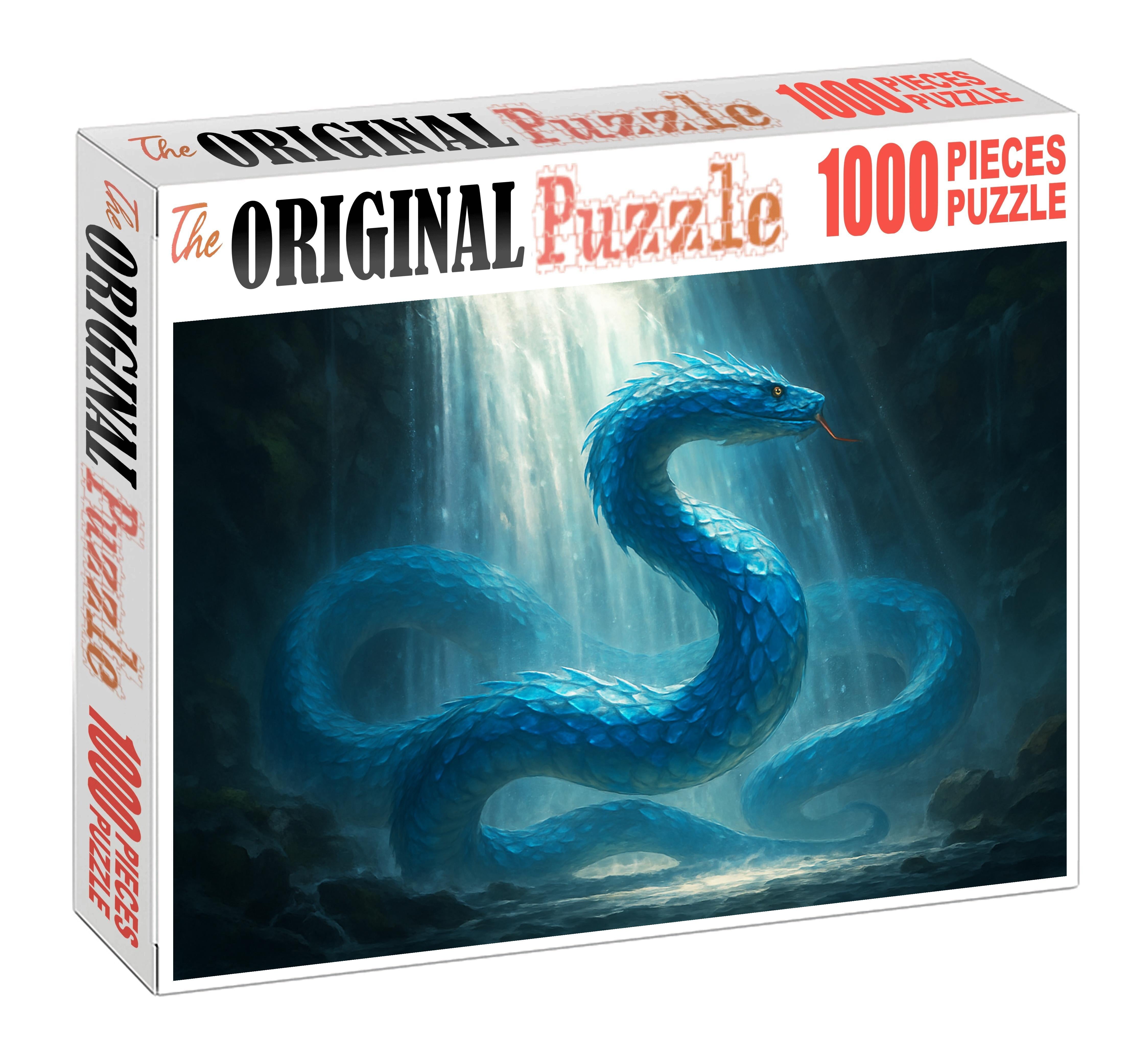 Sapphire Cascade Leviathan Towering Water Serpent With Rippled Crystal Scales Large Format Puzzle