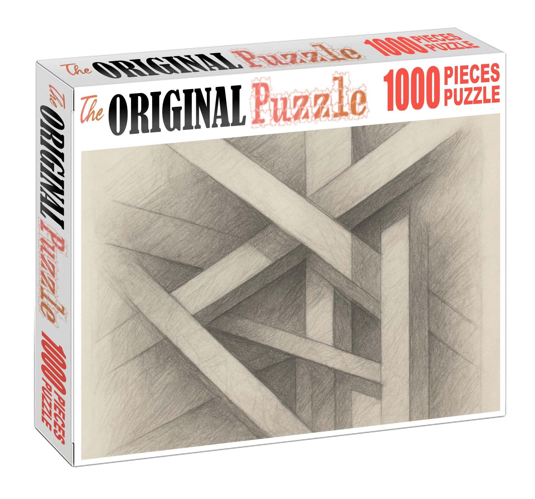 Abstract Architectural Fragment Linear Graphite And Erased Highlights Custom Jigsaw Puzzle