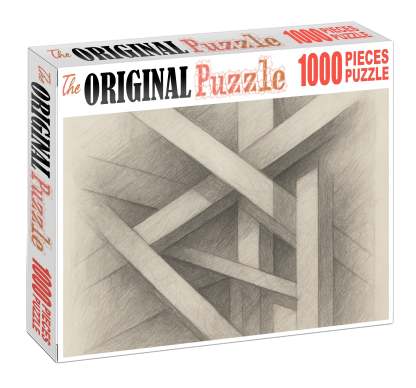 Abstract Architectural Fragment Linear Graphite And Erased Highlights Custom Jigsaw Puzzle