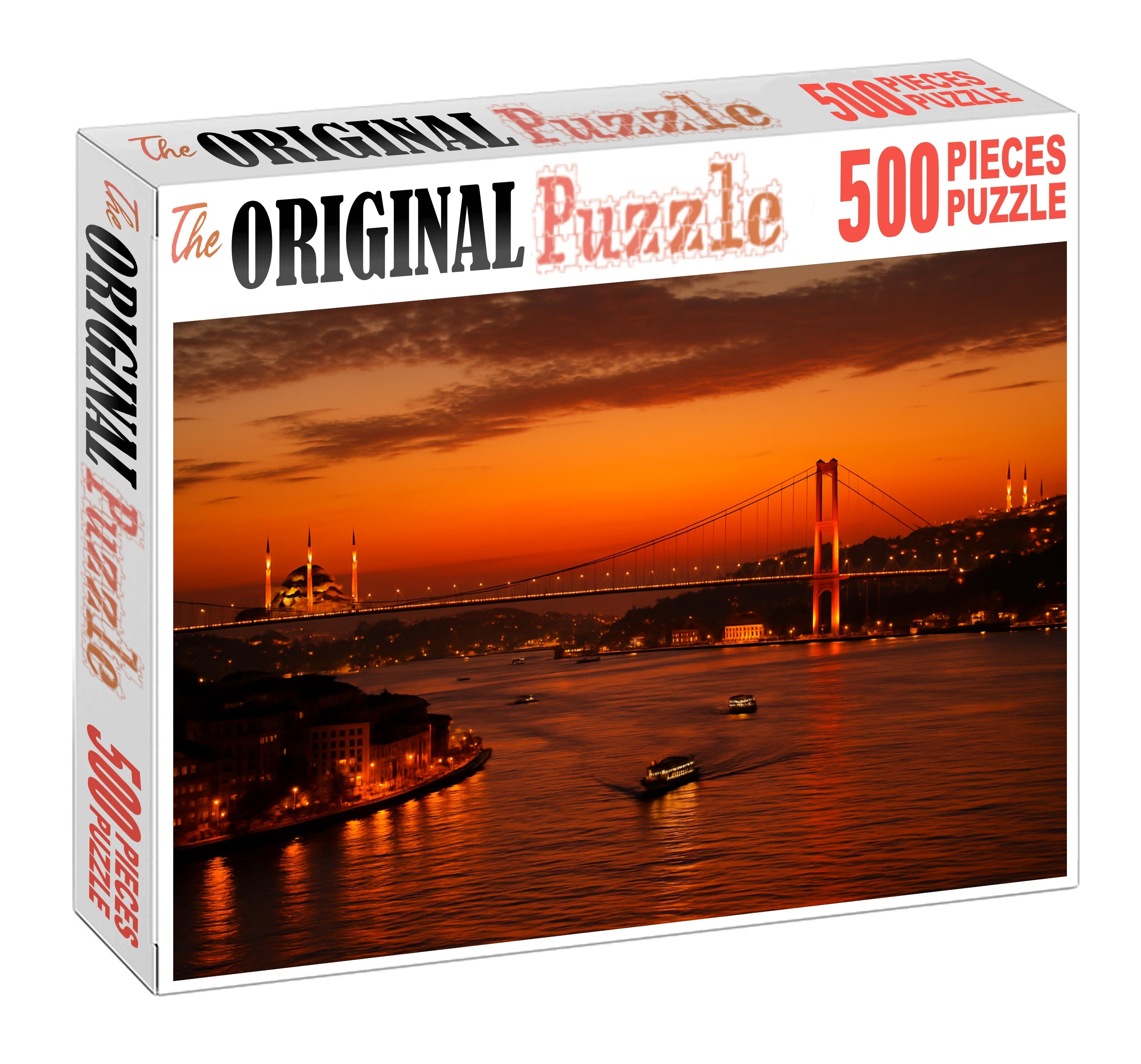 Istanbul Bosphorus Skyline Bridging Two Continents With Historic And Modern Elements Large Format Puzzle