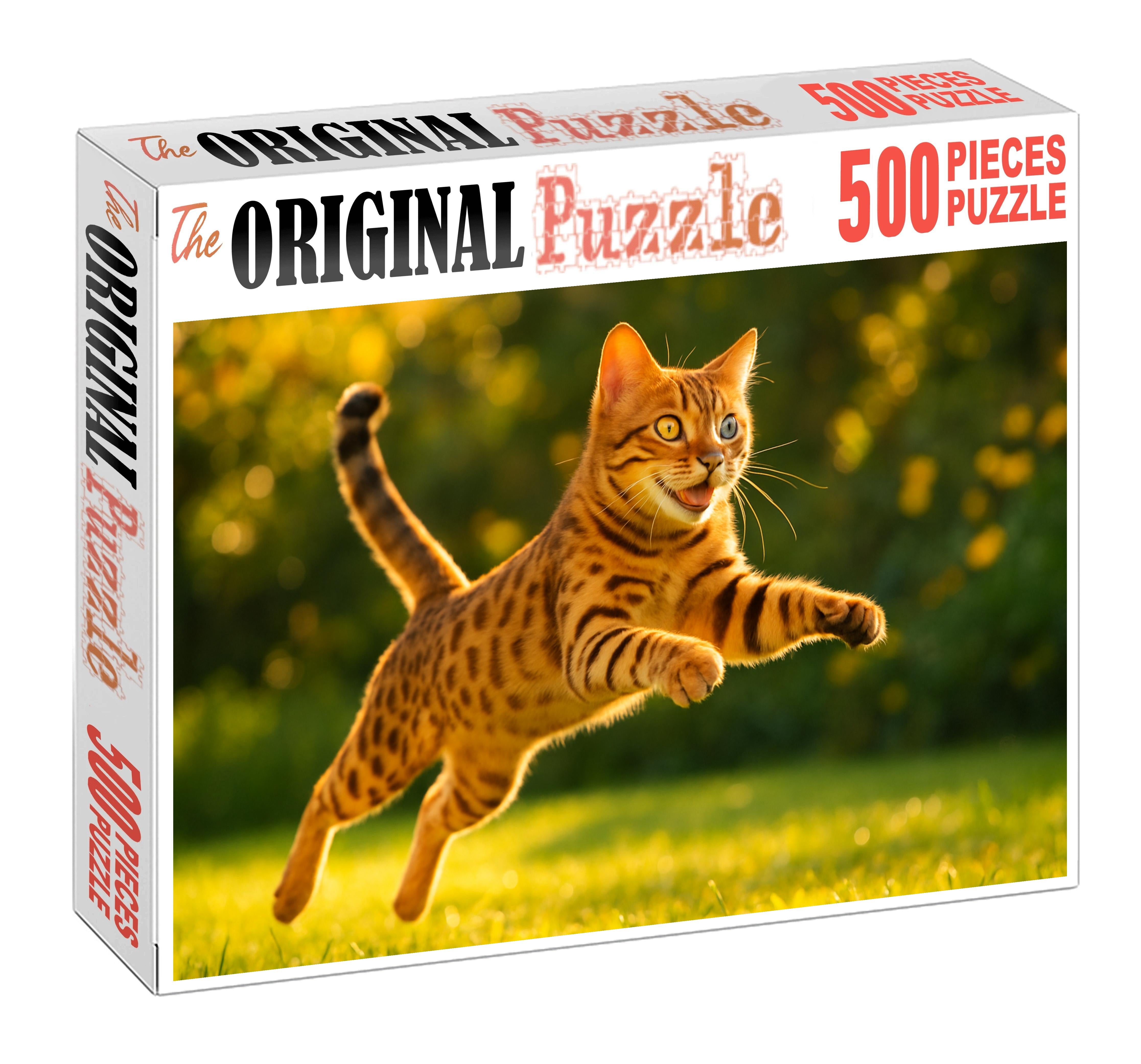 Sunlit Tawny Golden-brown Spotted Coat With Spirited Playfulness Mini Puzzle