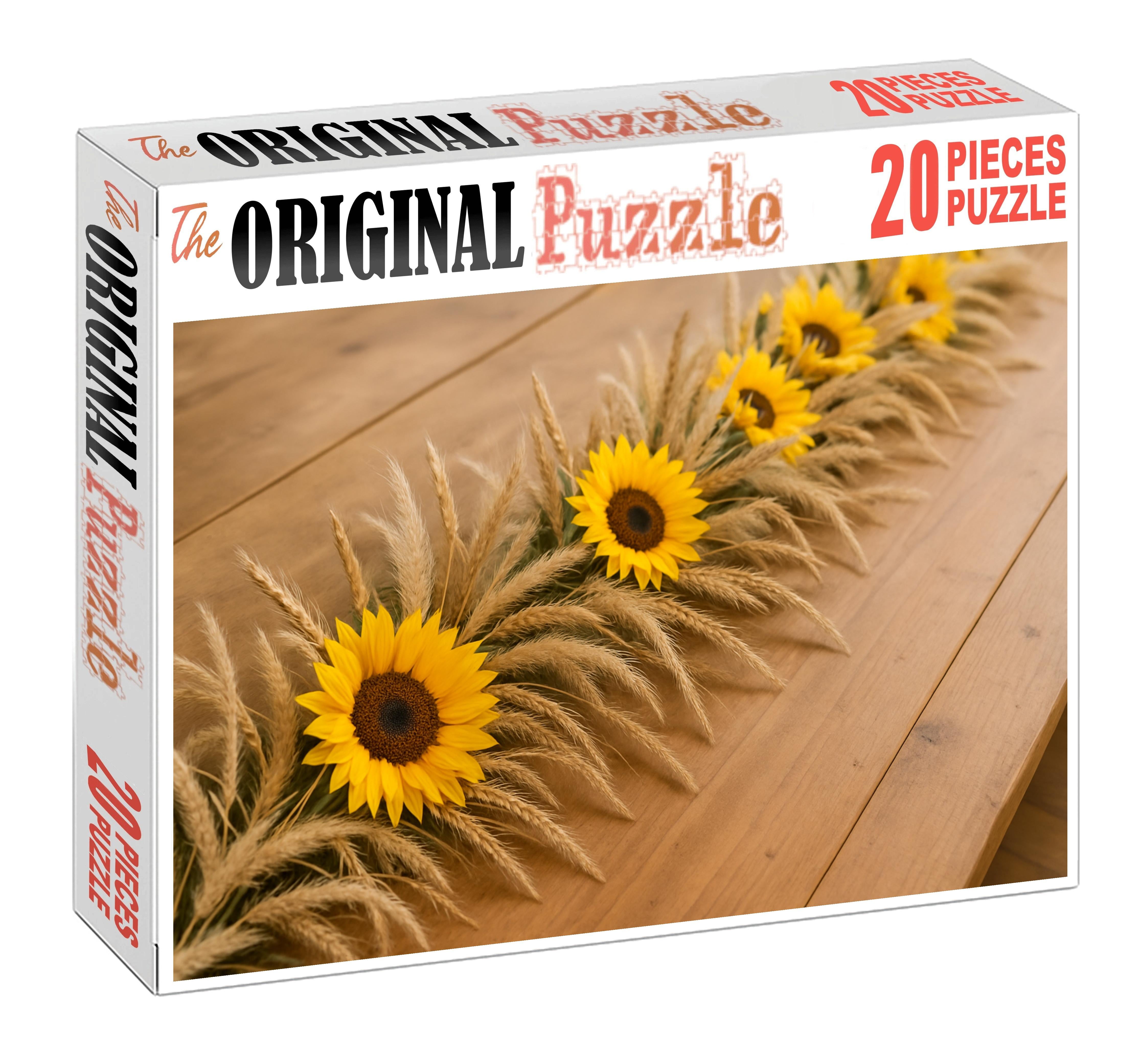 Golden Meadow Table Garland Sunflower-hued Blooms With Wheat And Wild Grass Accents Puzzle For Kids