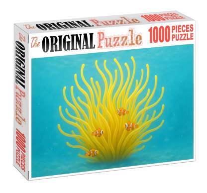 Golden Orb Anemone Radiant Tentacled Drifter With Symbiotic Clingfish 200 Piece Puzzle