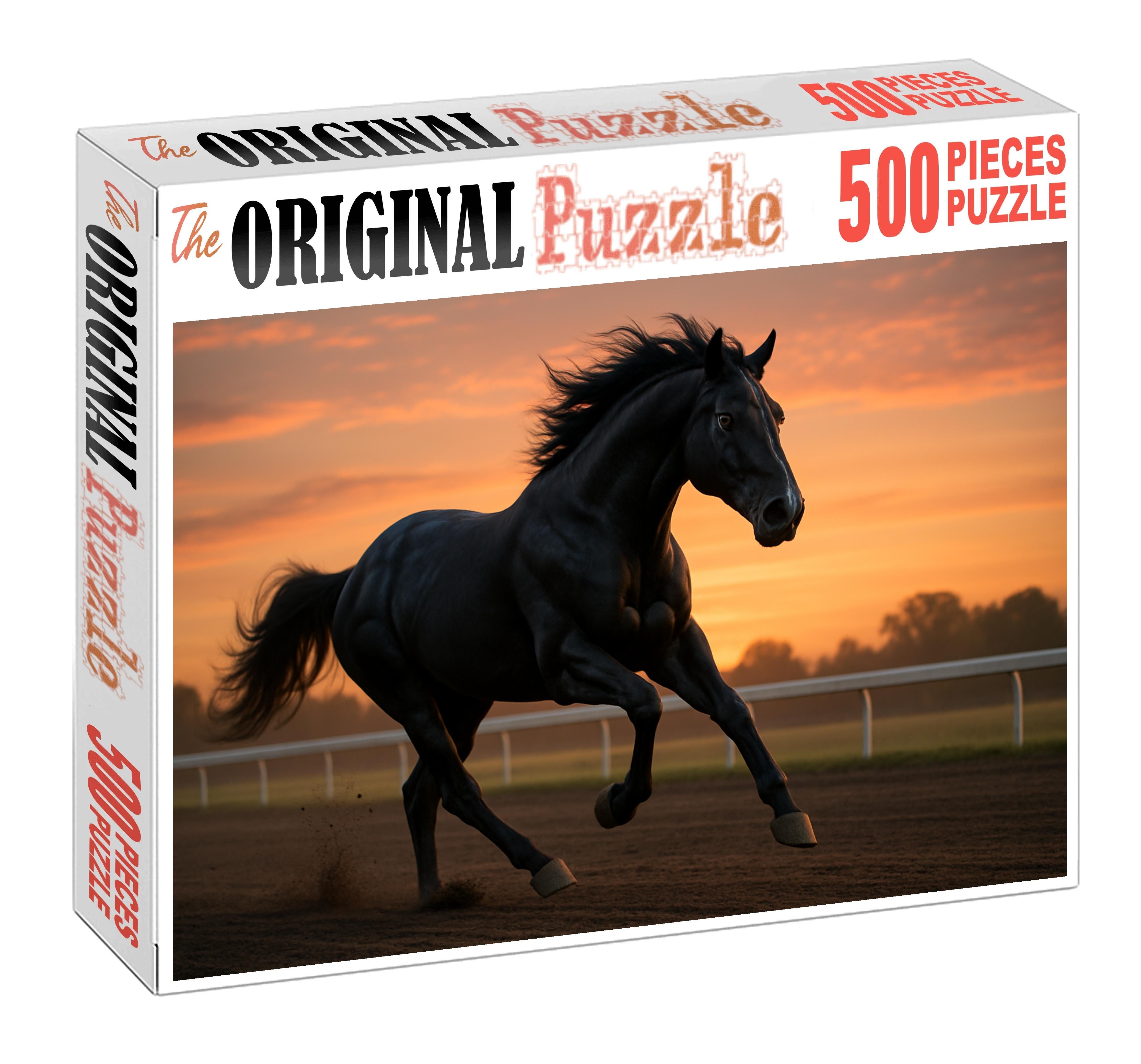 Ebony Flash Sleek Black Thoroughbred Gelding With Explosive Speed Puzzle For Kids