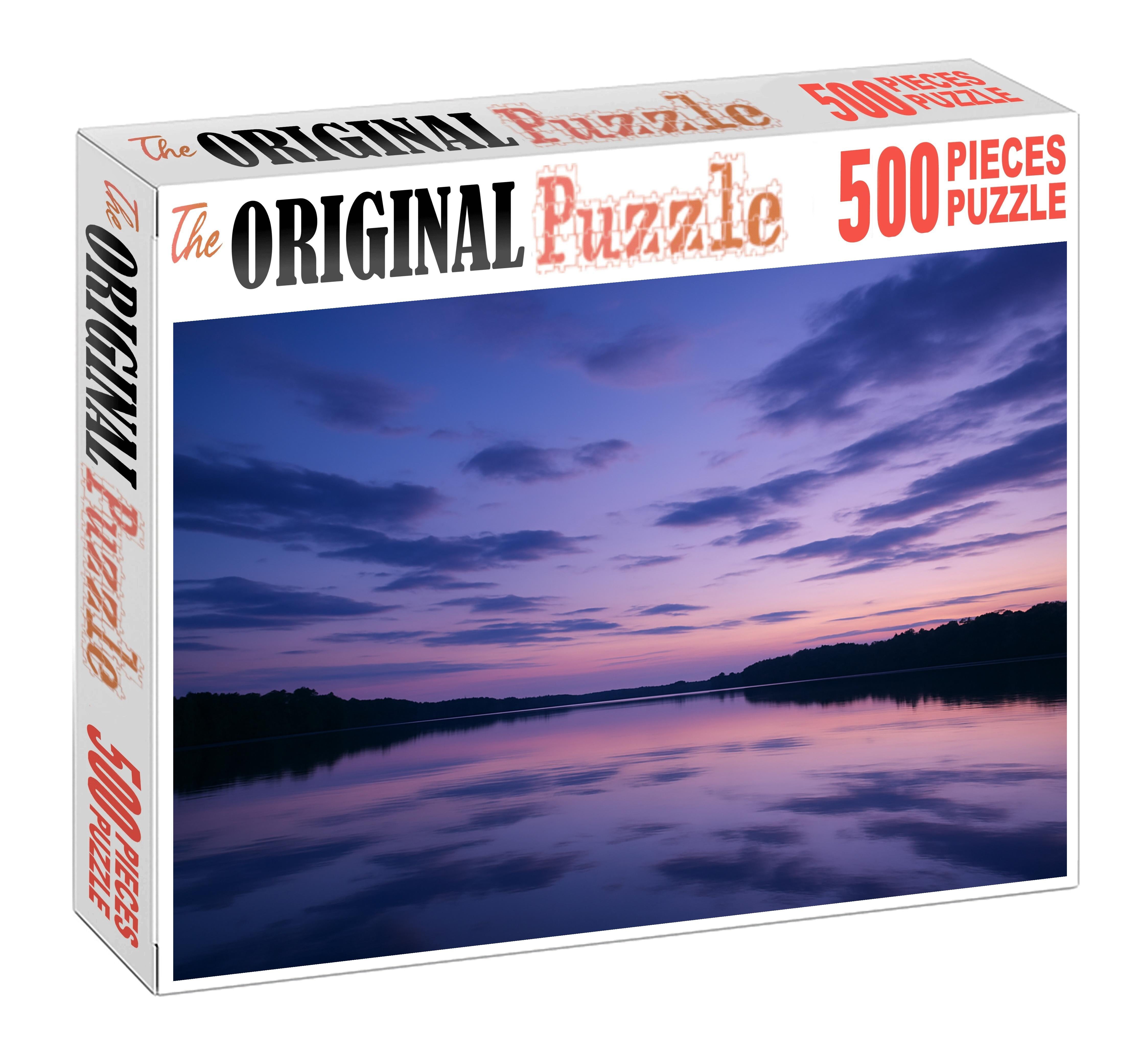 Azure Serenity Glow Calm Waters Bathed In Gentle Blues And Purples Puzzle Collection