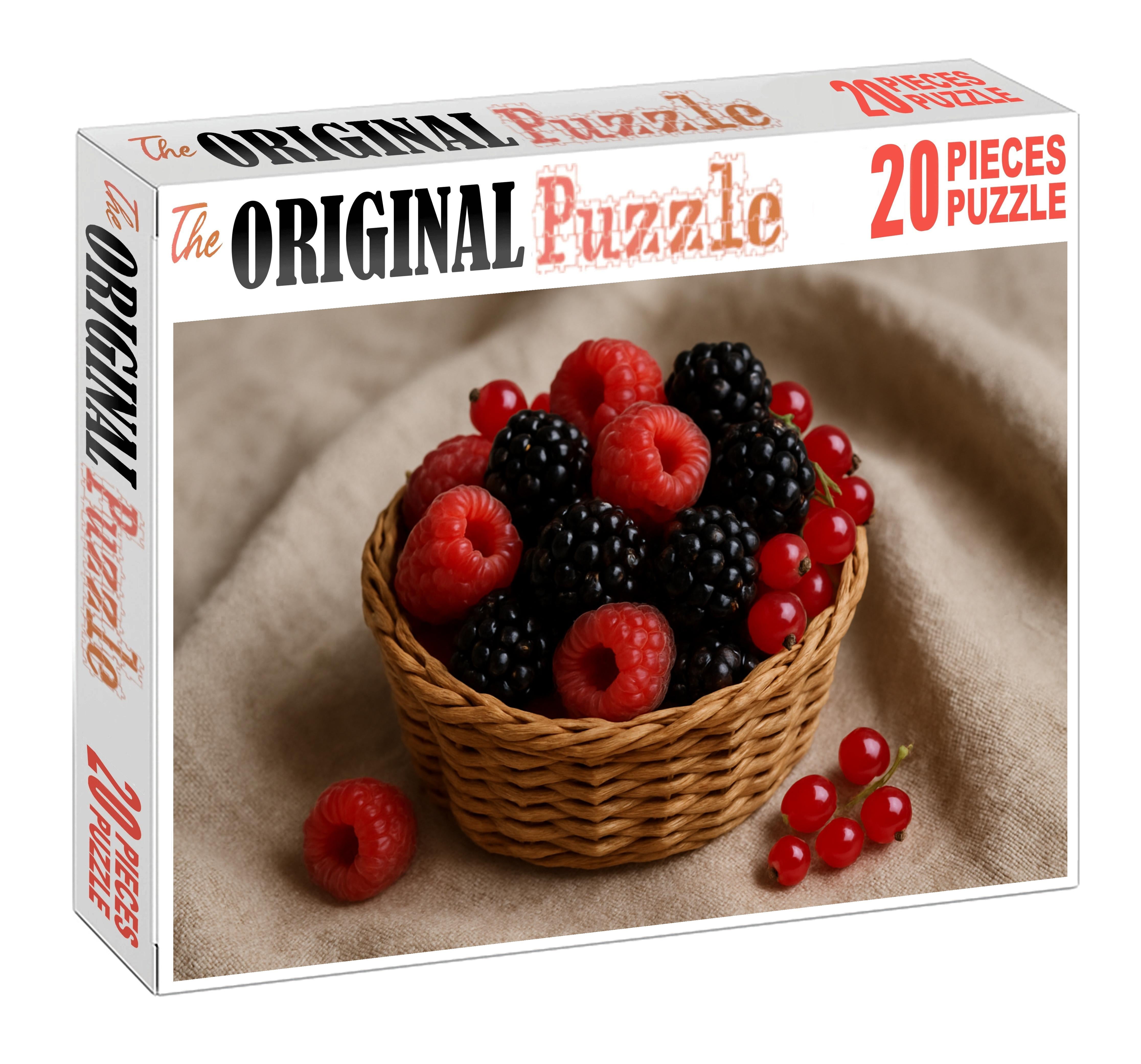 Rustic Berry Basket Fresh Raspberries Blackberries And Currants Mini Puzzle