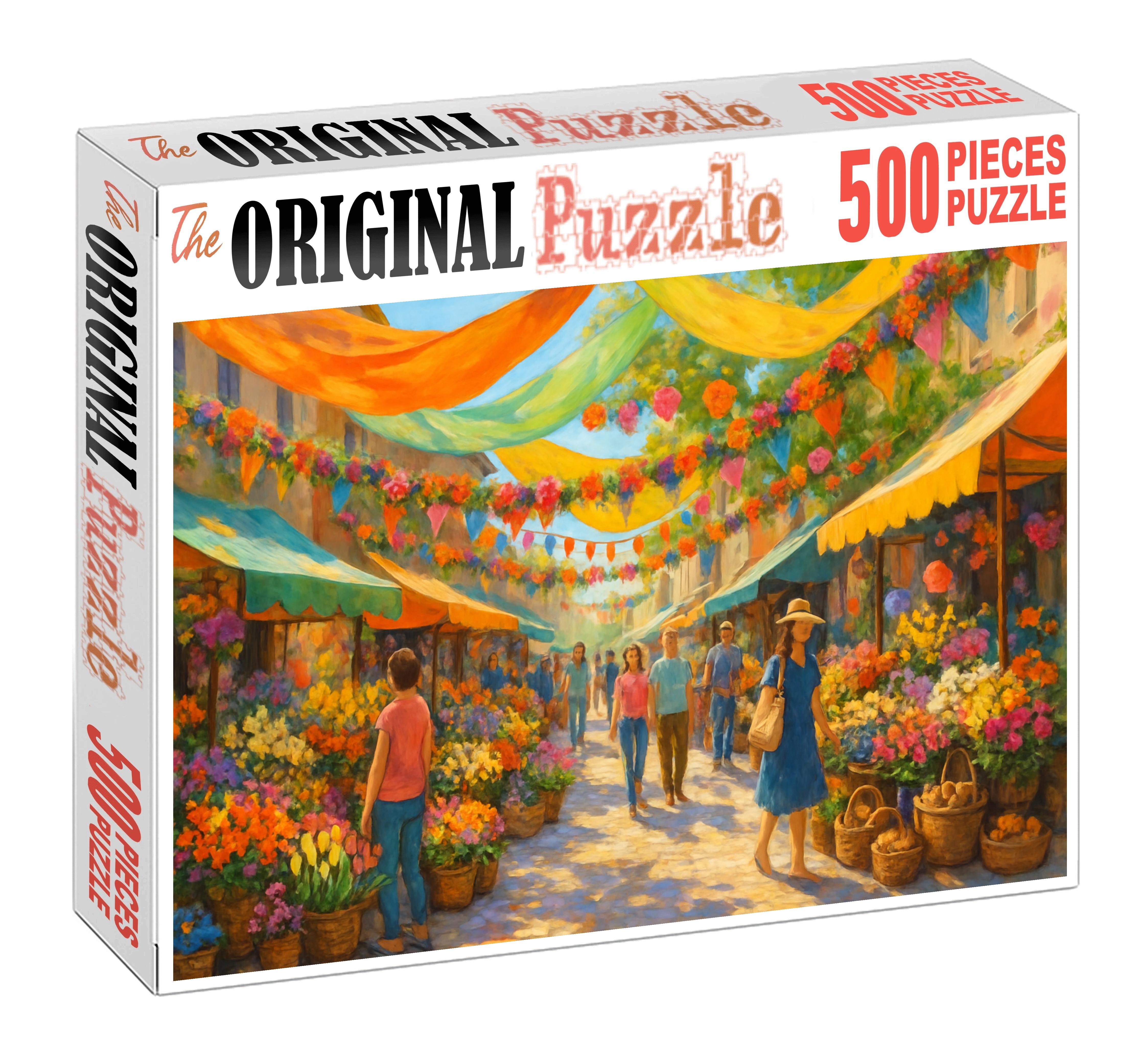 Vibrant Spring Market Merriment Large Format Puzzle