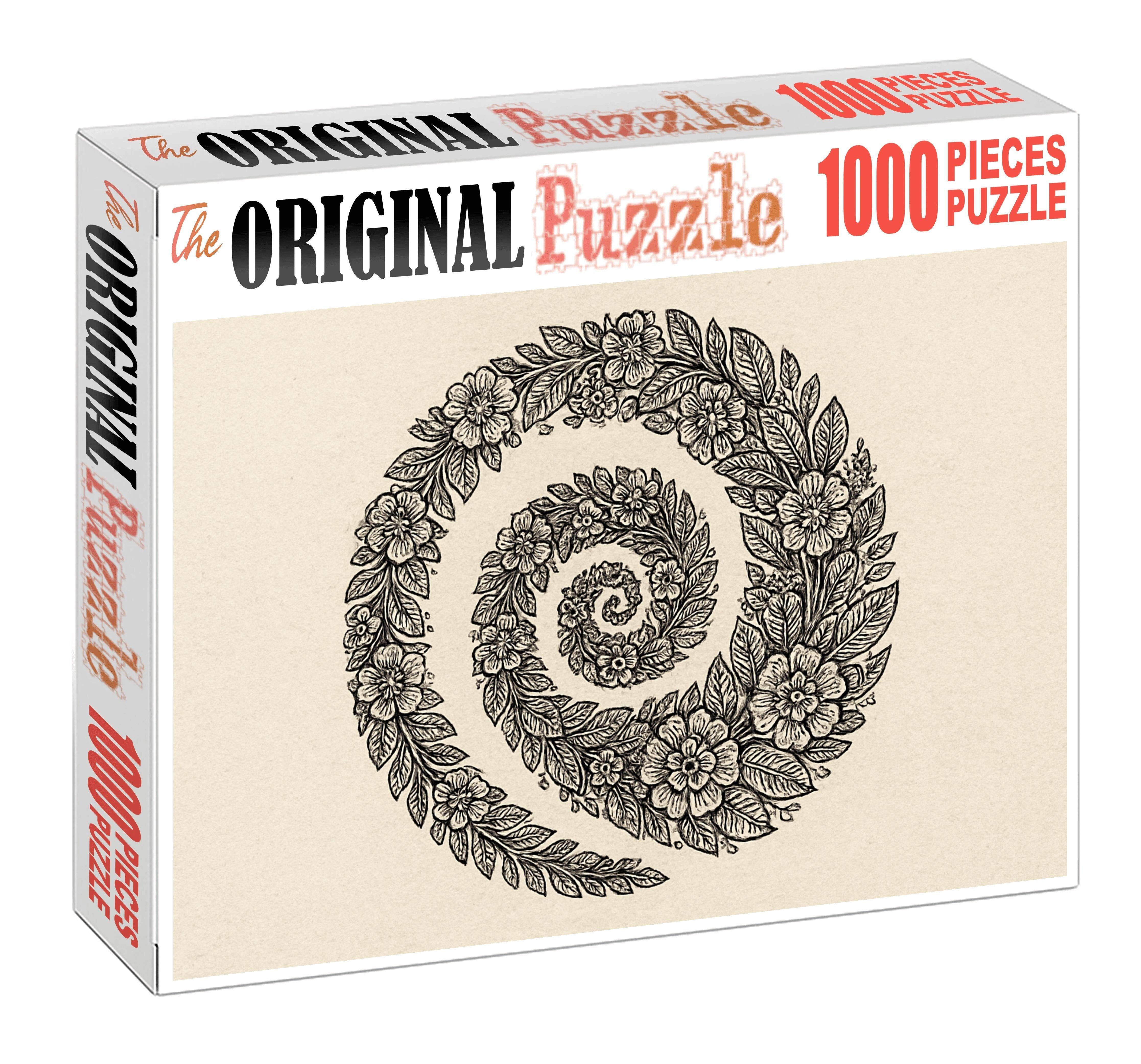 Dynamic Floral Spiral Continuous Ink Line Drawing With Patterned Textures Family Puzzles