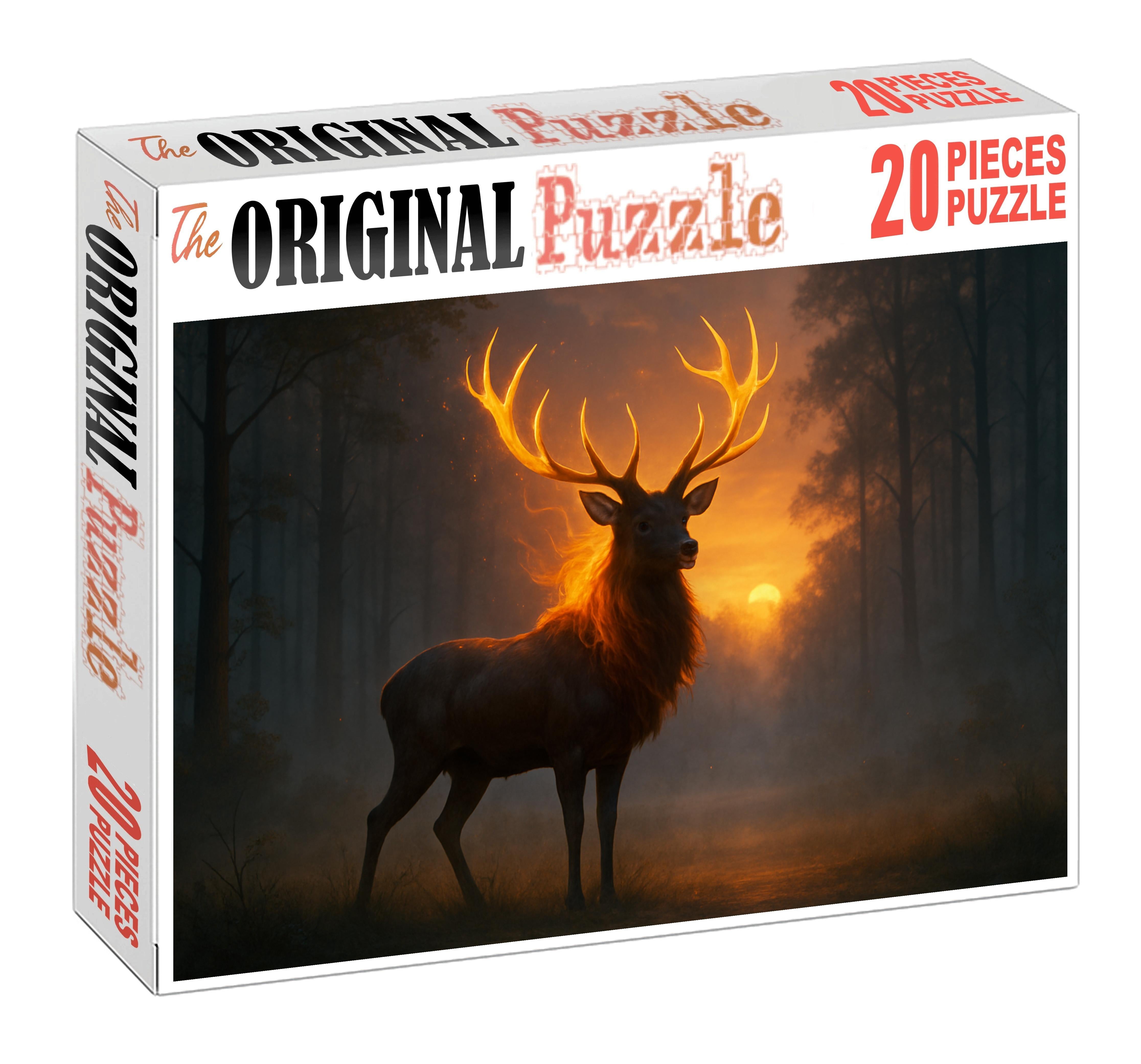 Gilded Embermane Stag Unique Puzzle Design