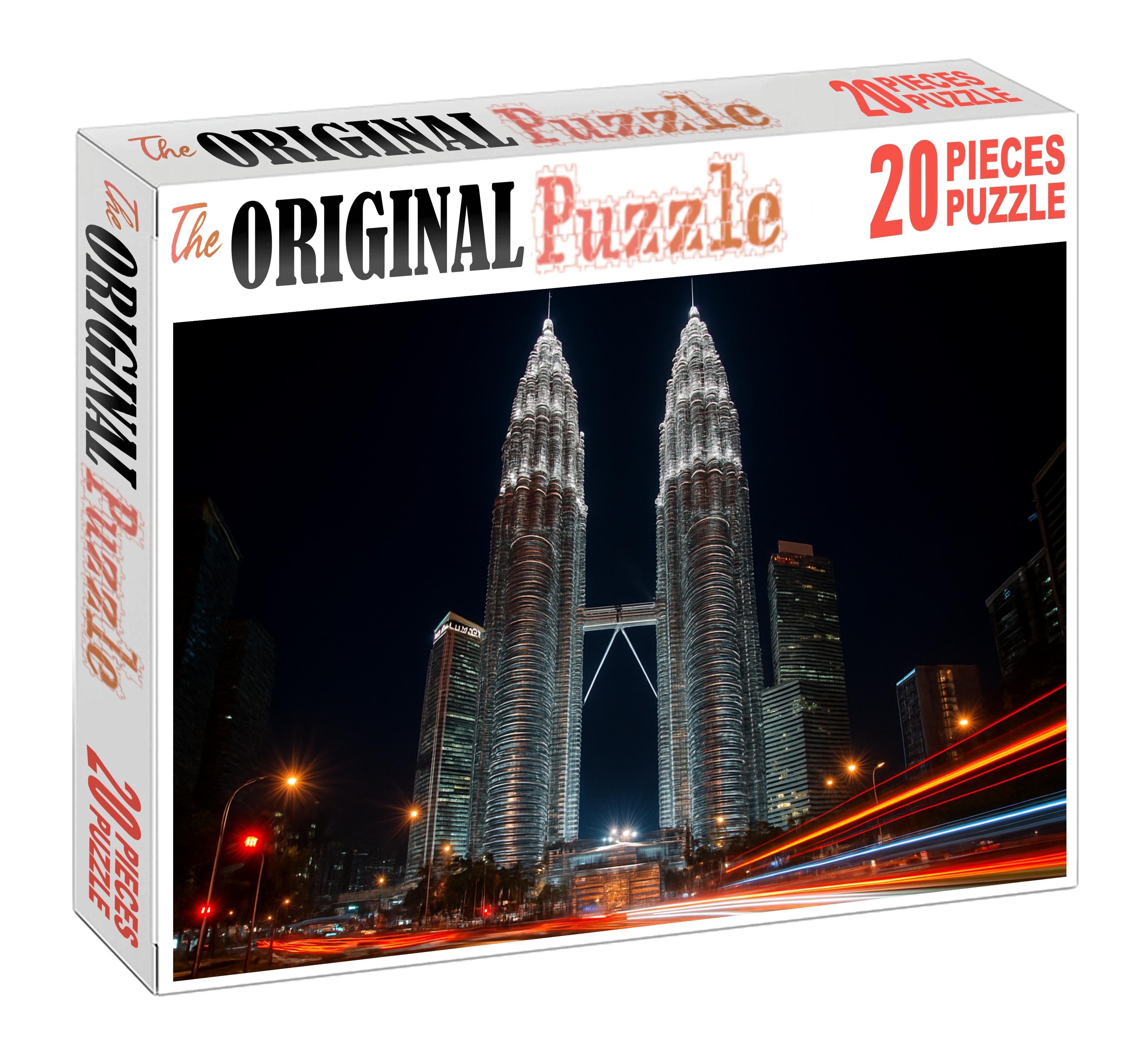 Petronas Towers Kuala Lumpur Malaysia  Identified By 7602 Globally As Iconic Twin Skyscrapers Custom Jigsaw Puzzle