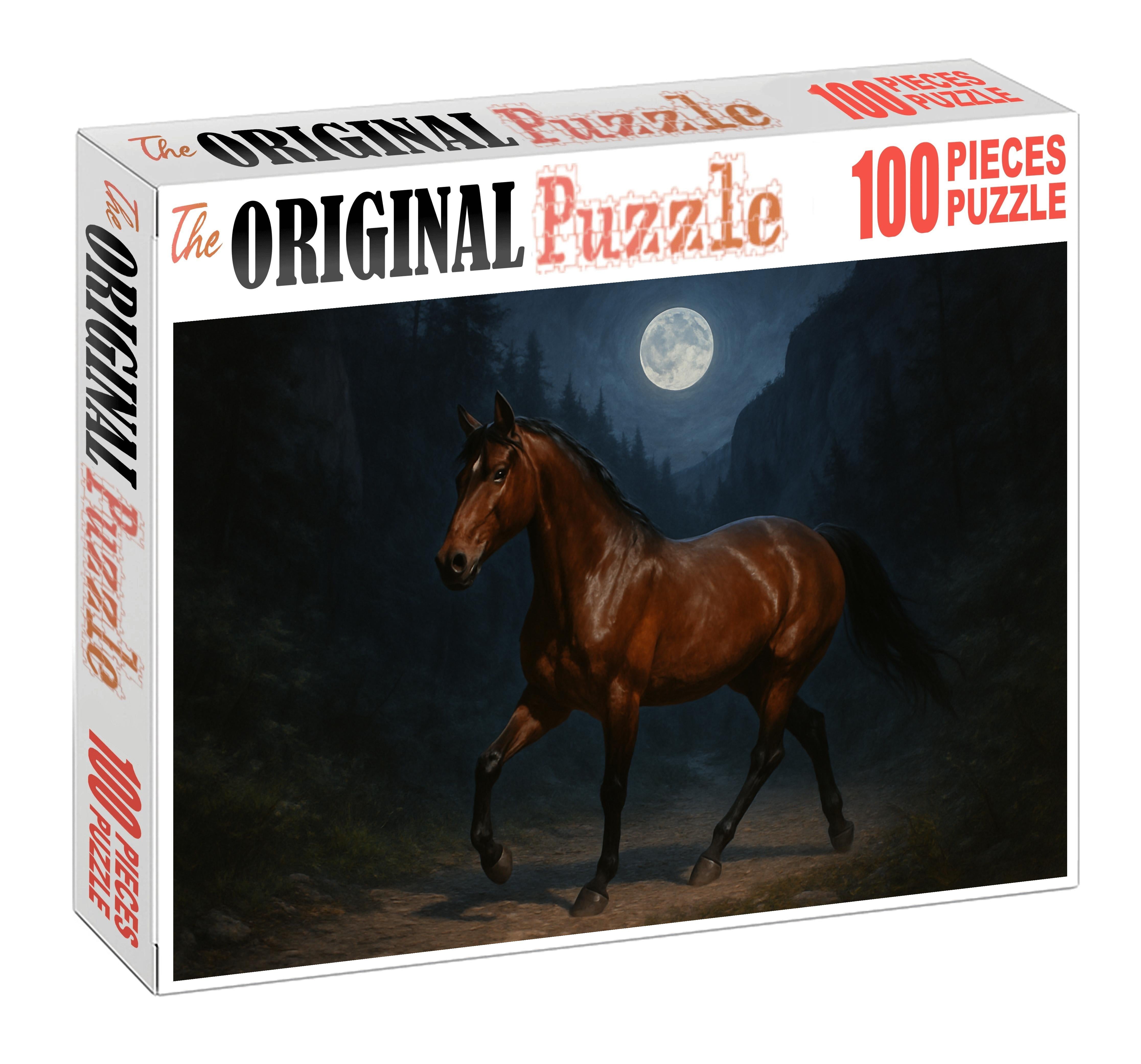 Moonlit Canyon Charger Rugged Bay Gelding With Sturdy Build Custom Jigsaw Puzzle