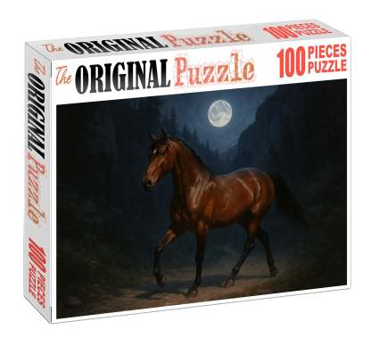 Moonlit Canyon Charger Rugged Bay Gelding With Sturdy Build Custom Jigsaw Puzzle