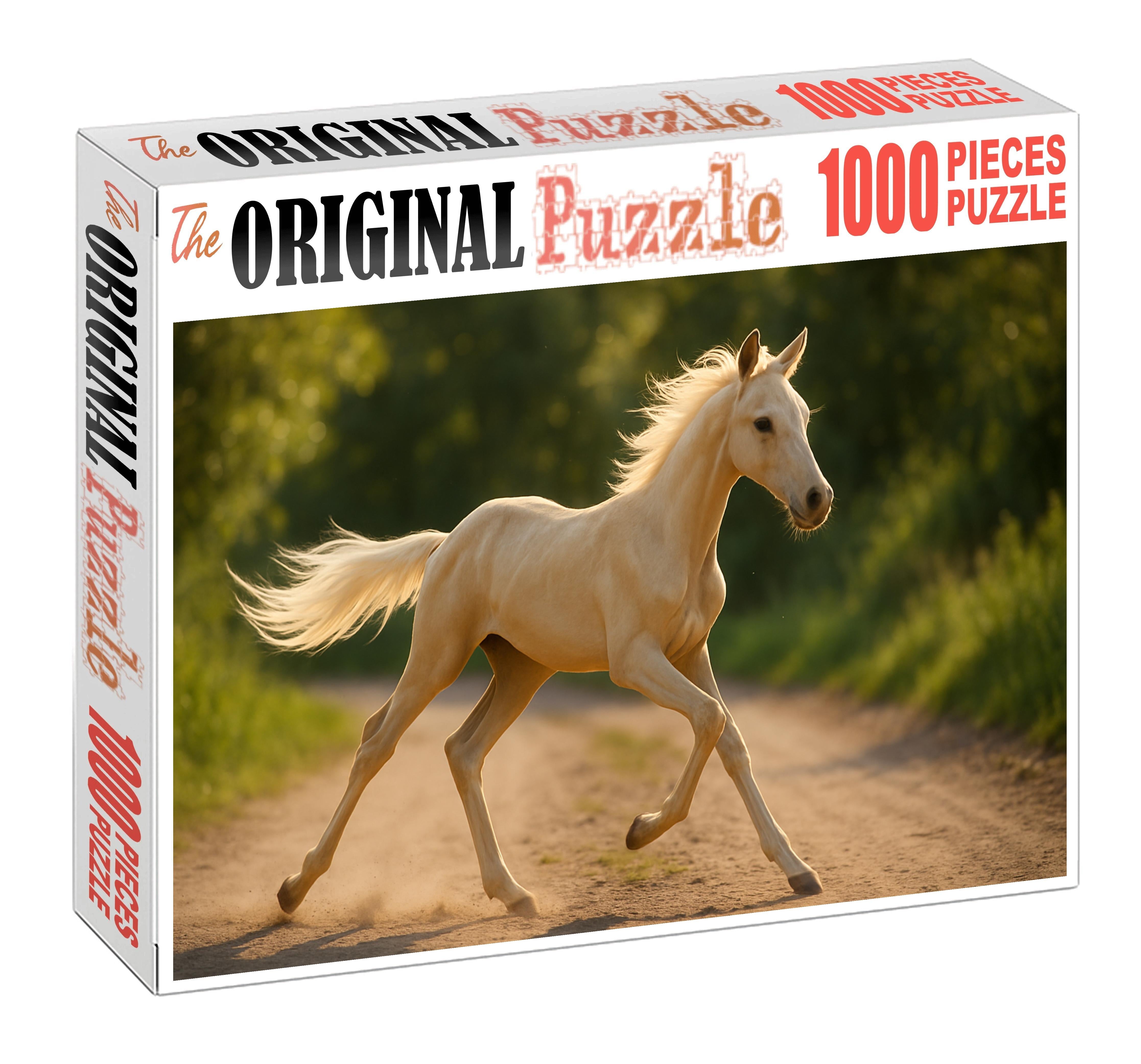 Ivory Star Runner Sleek Palomino Thoroughbred Colt 500 Piece Puzzle
