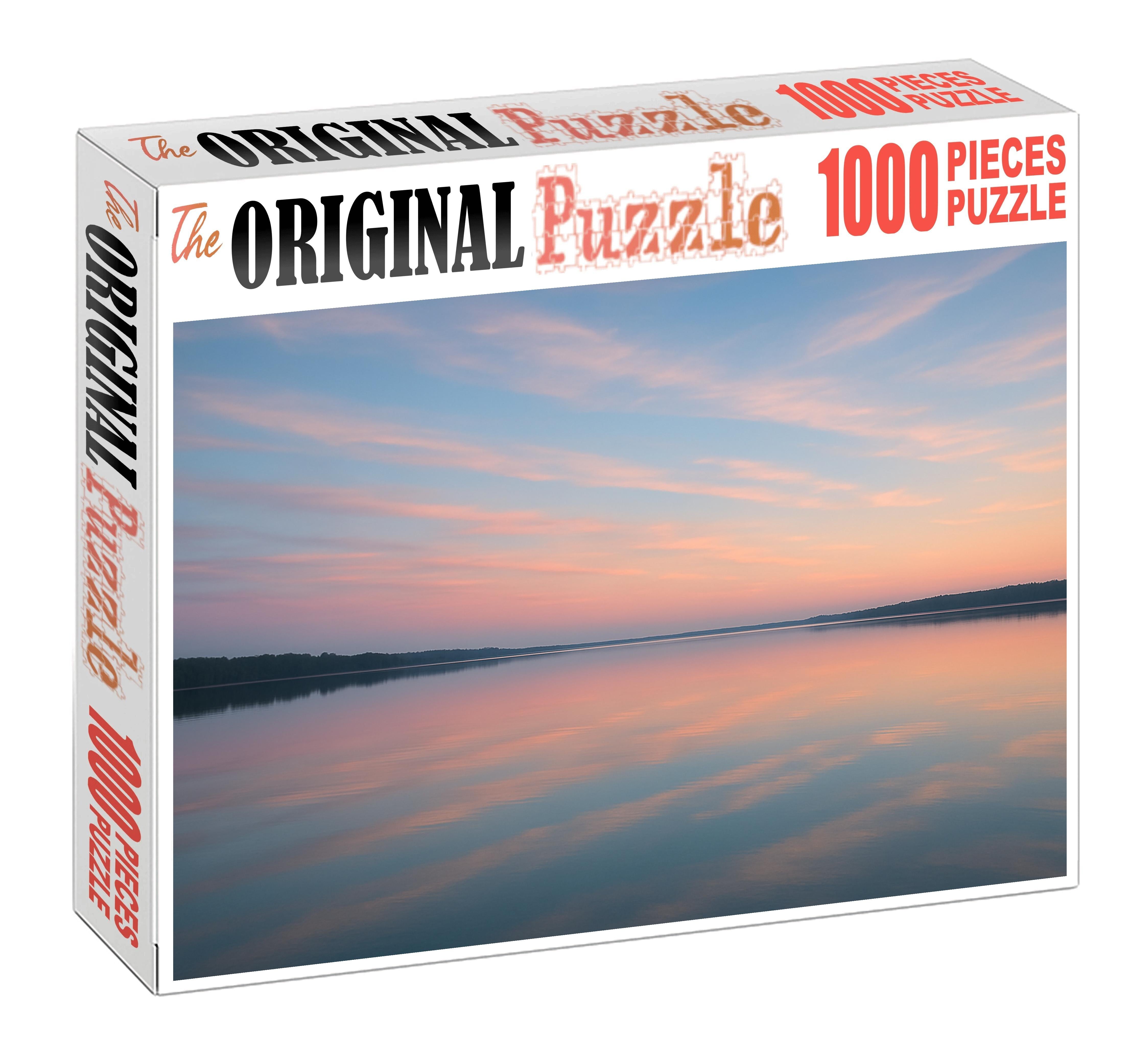 Pastel Horizon Over Serene Lake Premium Puzzle Pieces