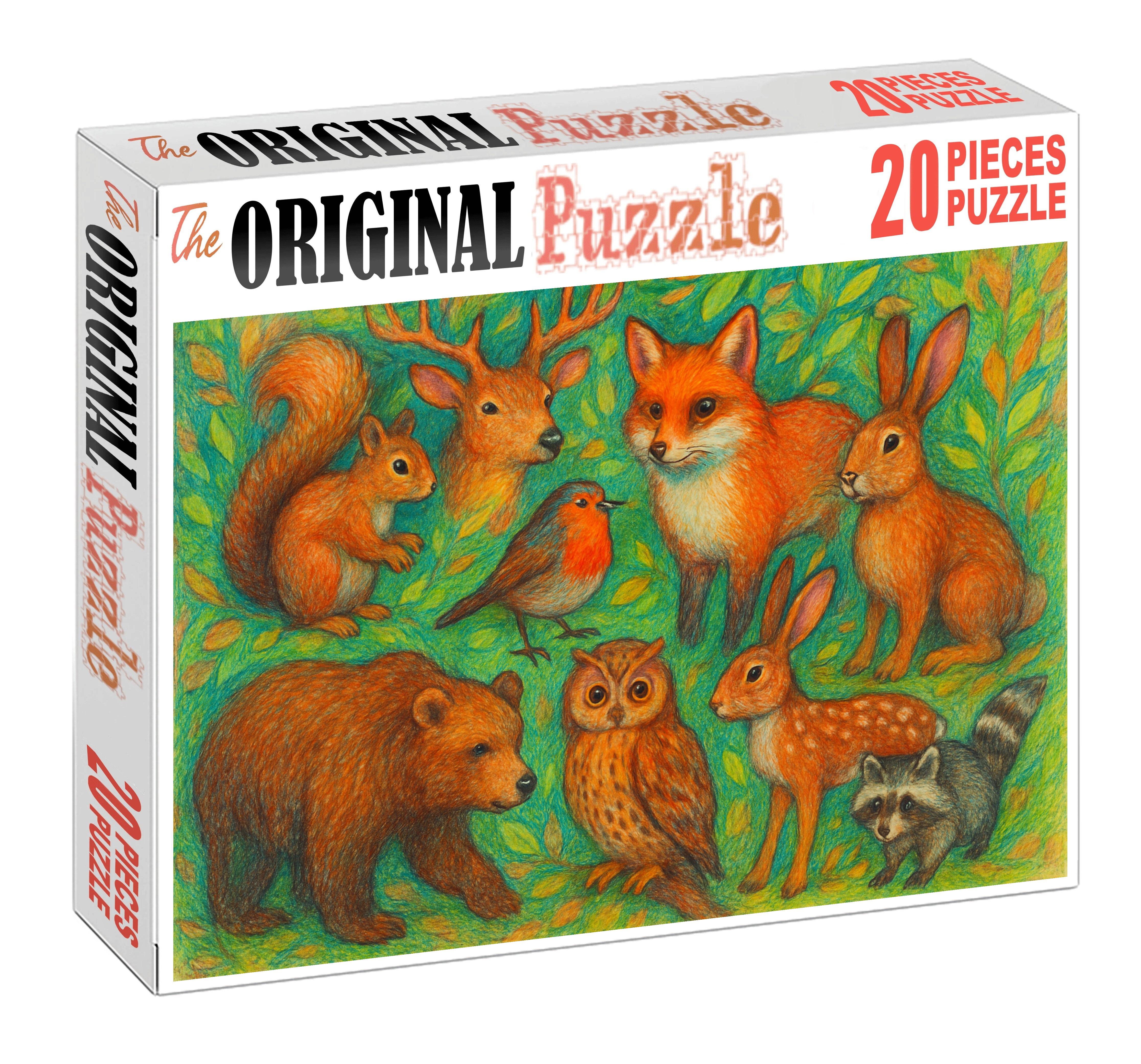 Whimsical Forest Creatures Colored Pencil Character Studies Premium Puzzle Pieces