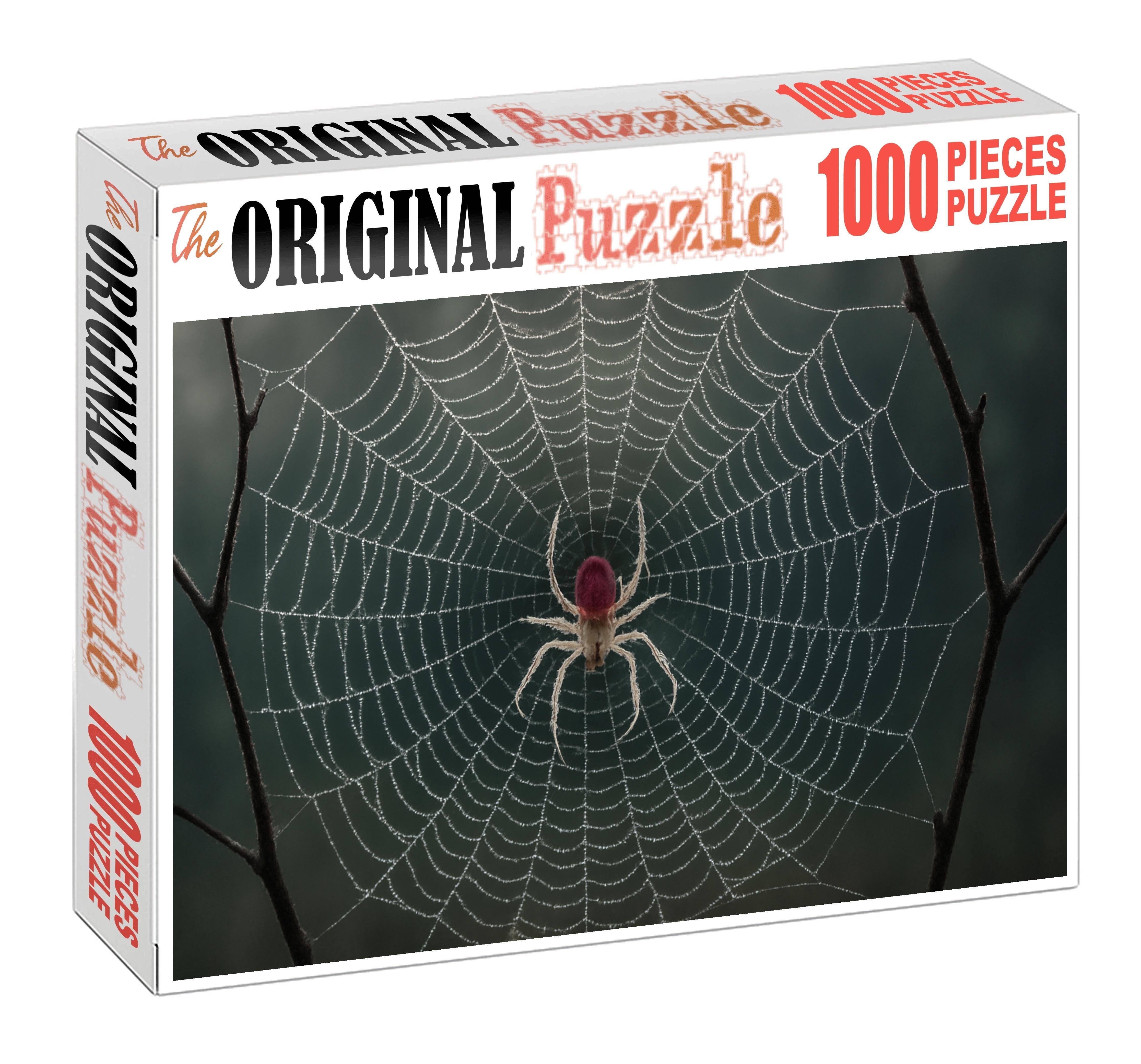 Crimson Veil Spider Web Architect With Translucent Red Markings And Precision Hunting Tactics Puzzle Collection
