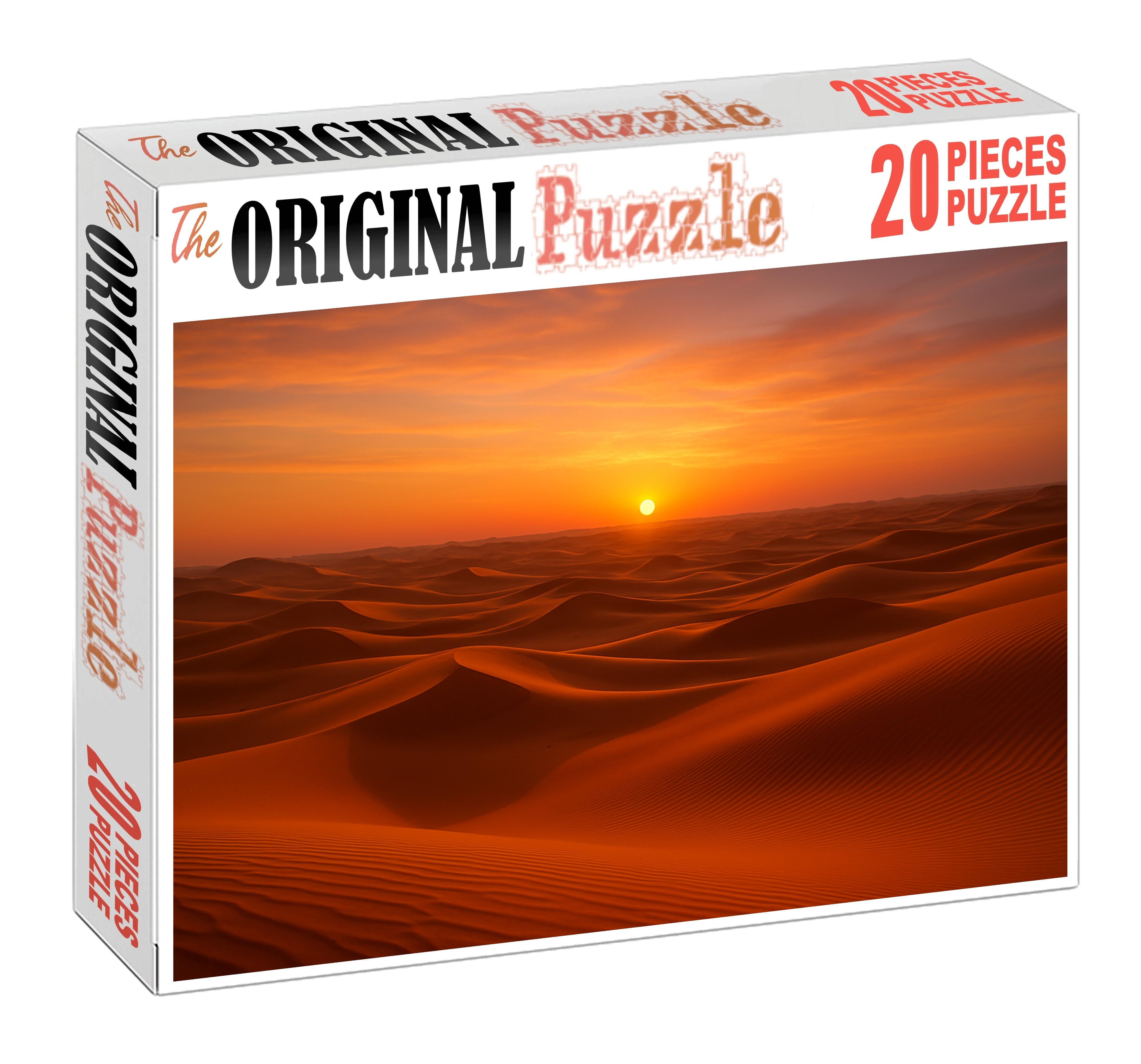 Silent Amber Expanse Endless Dunes Under Soft Sunset Glow Large Format Puzzle
