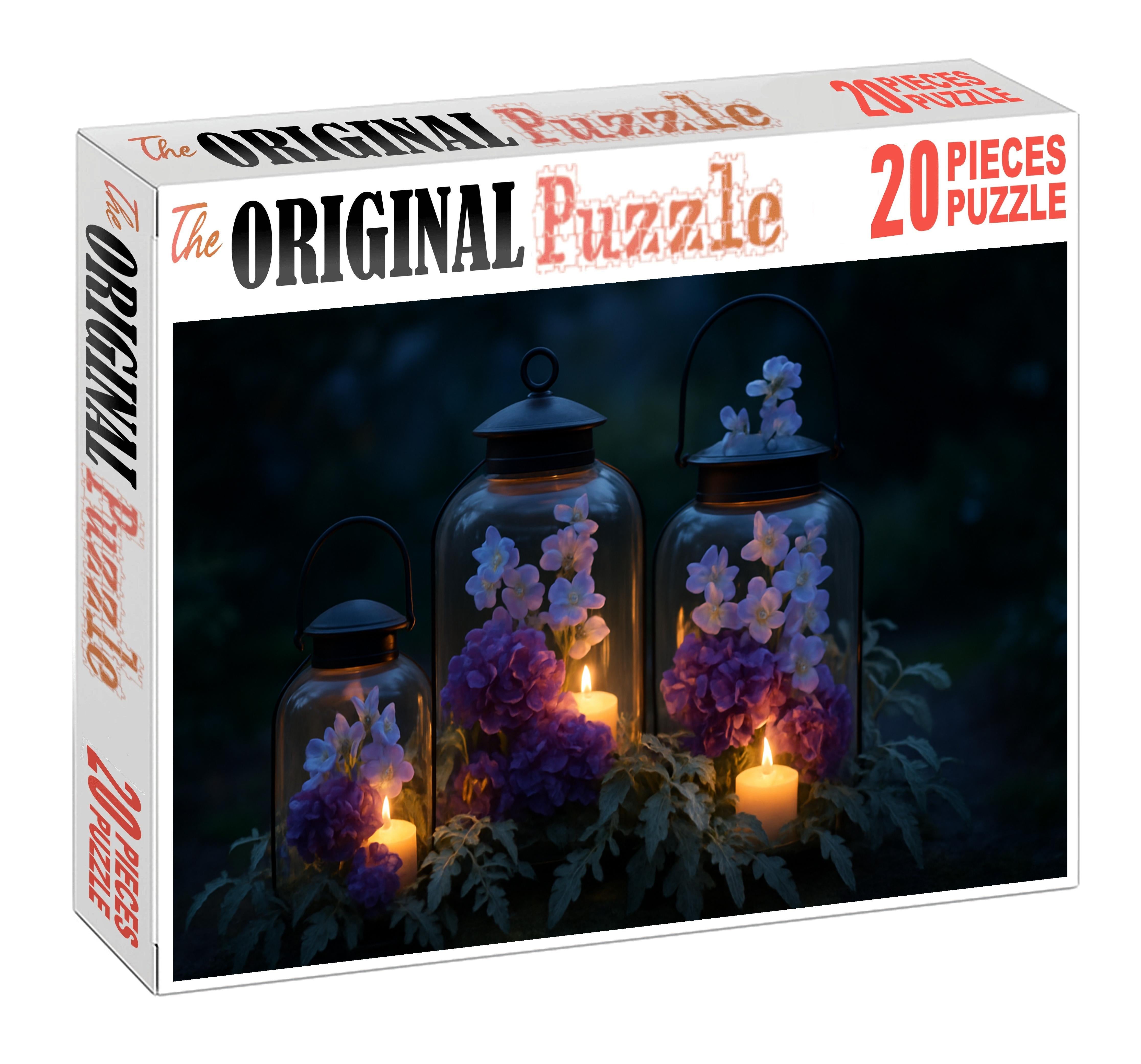 Twilight Garden Lantern A Mystical Blend Of Deep Purples And Soft Blues In A Hanging Arrangement Puzzle For Kids