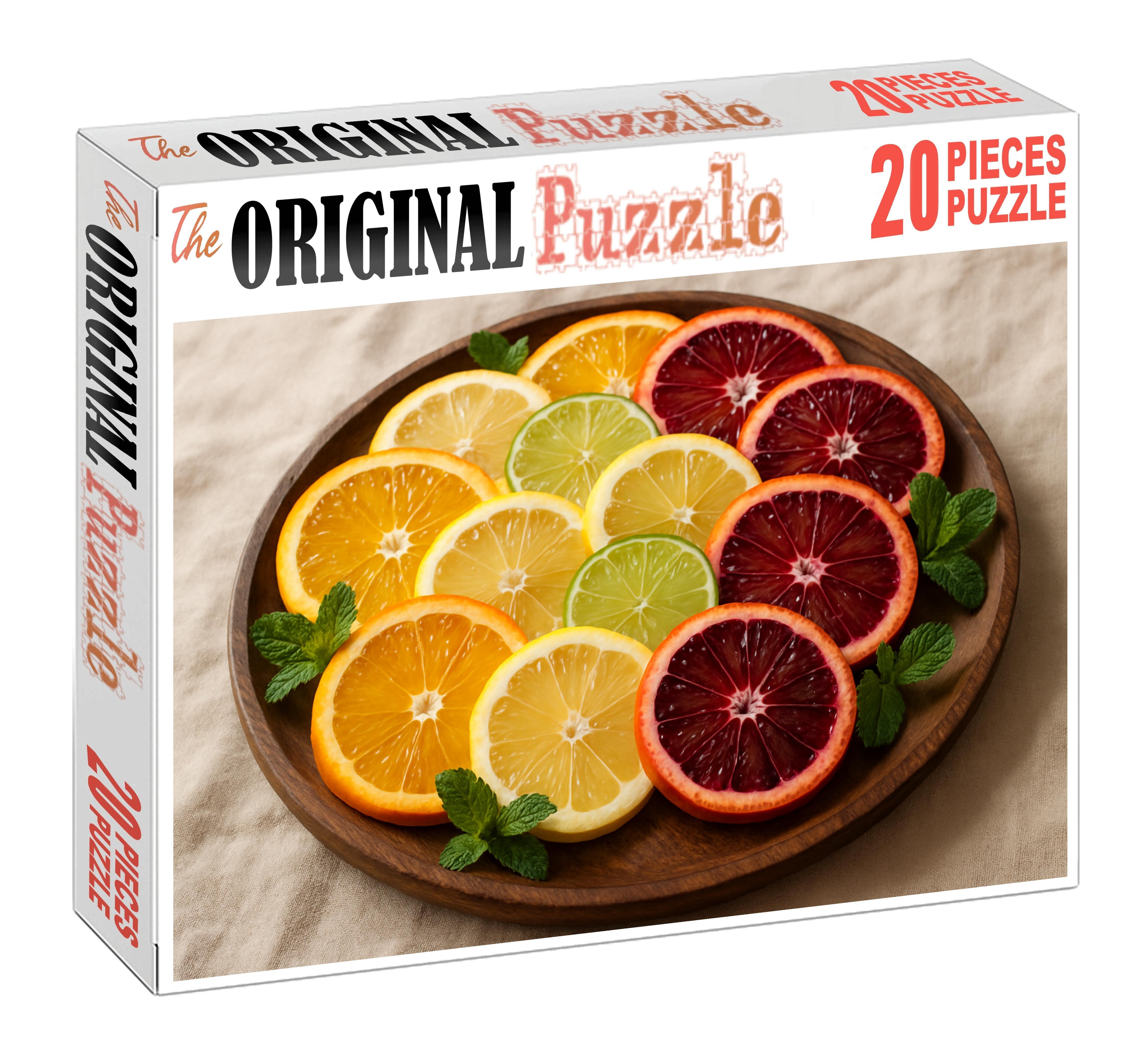 Citrus Symphony Layered Citrus Wheels With Mint Sprigs Large Format Puzzle