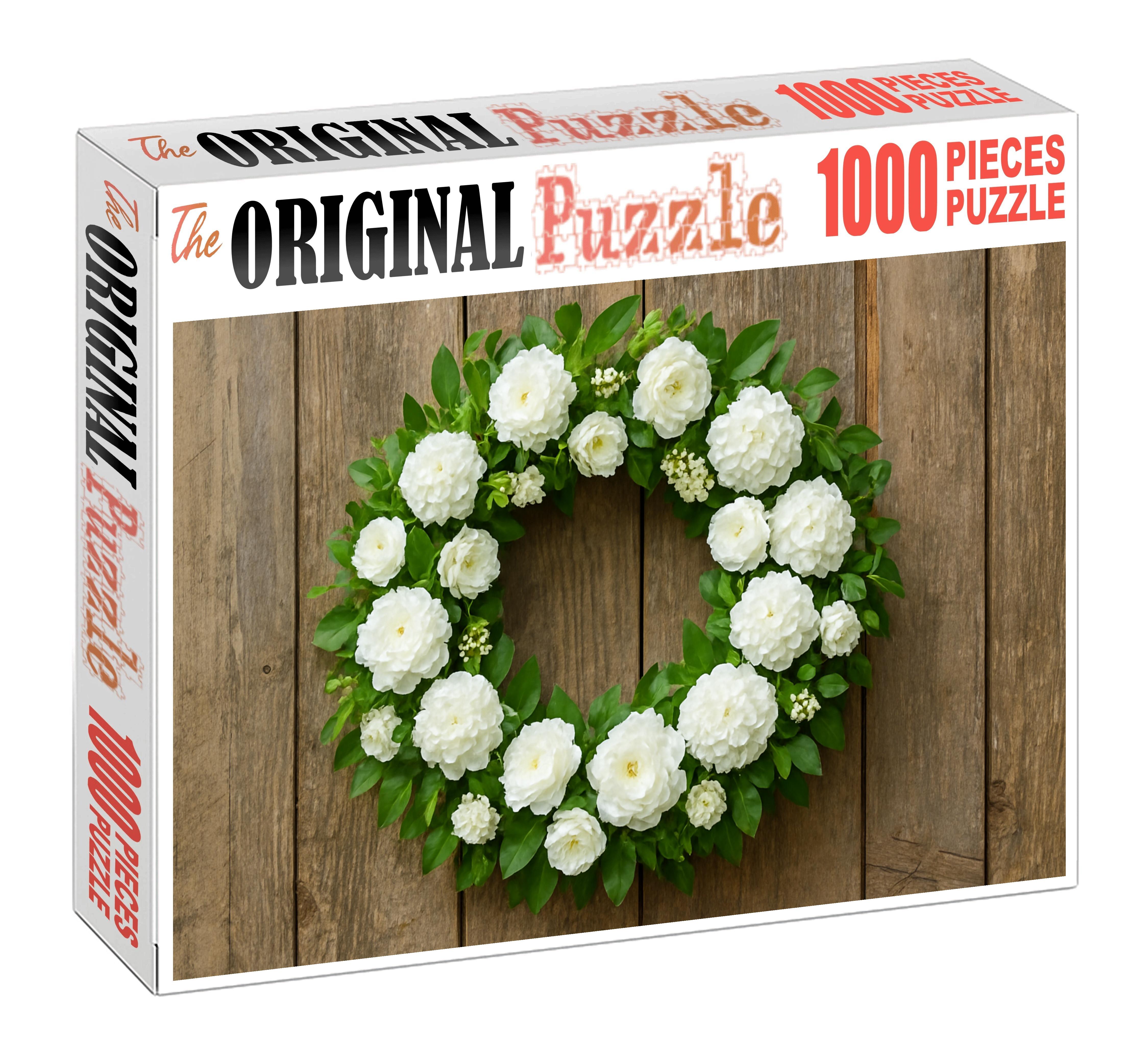 Classic White Wreath With Green Accents Family Puzzles