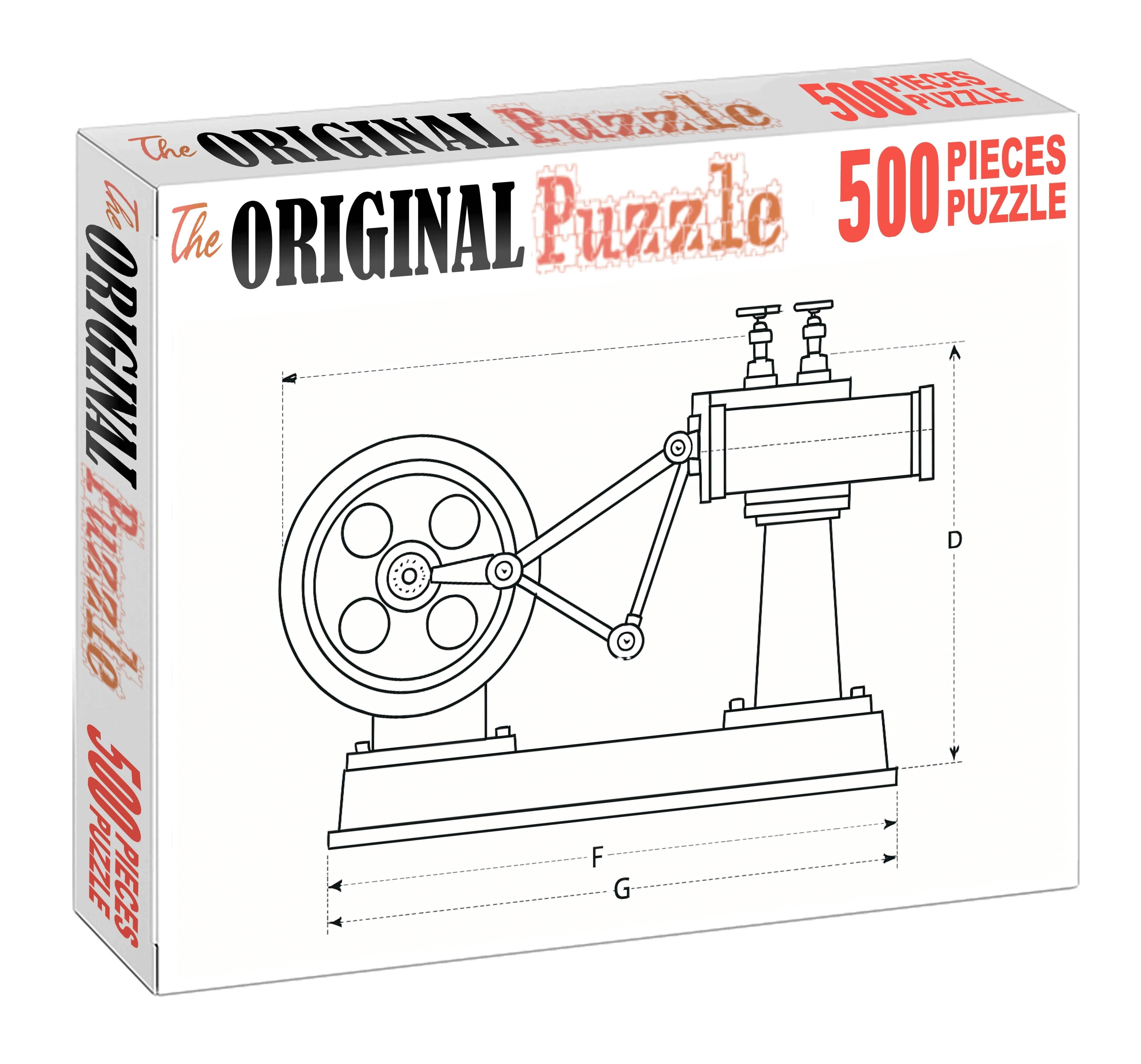 Mechanical Device Schematic Precise Technical Pen Drawing With Clean Linework Mini Puzzle