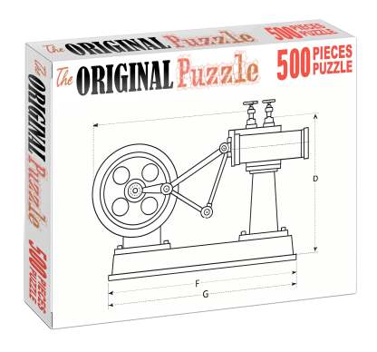 Mechanical Device Schematic Precise Technical Pen Drawing With Clean Linework Mini Puzzle