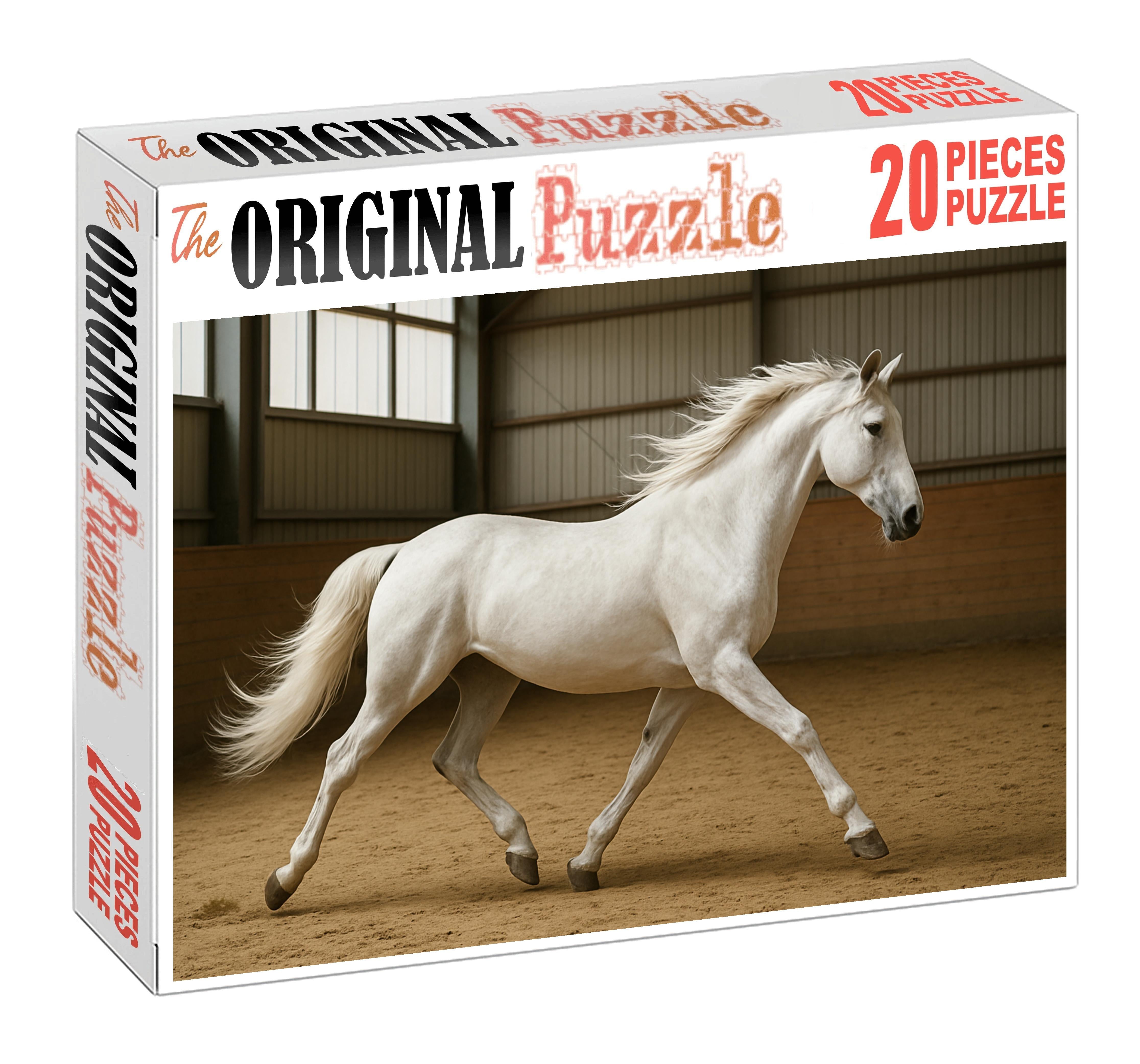 Silver Lace Dressage Star Elegant White Warmblood Mare With Poised Movement Custom Jigsaw Puzzle