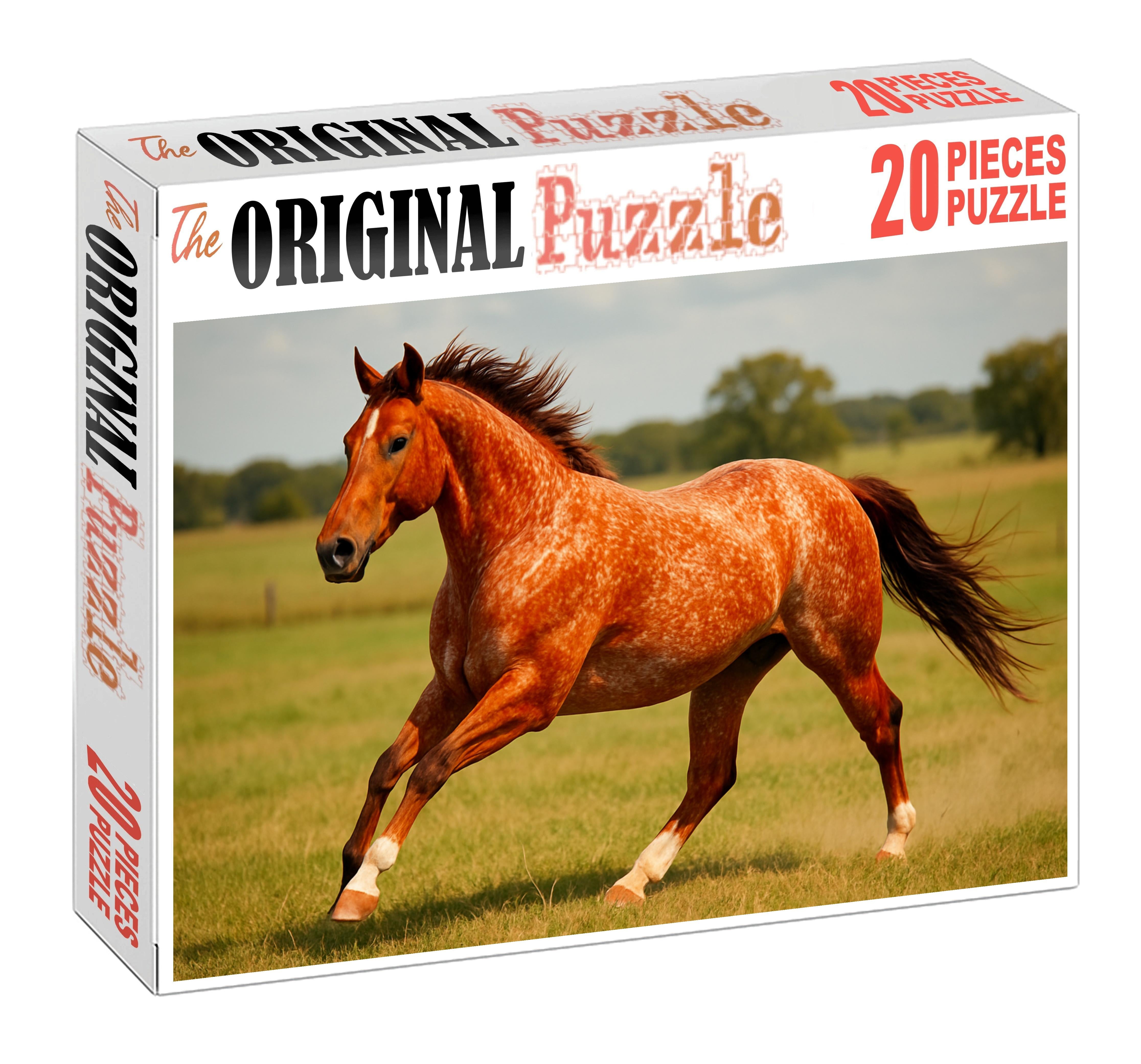 Copper Ember Quarter Horse Athletic Red Roan Gelding With Ground Covering Stride Custom Jigsaw Puzzle