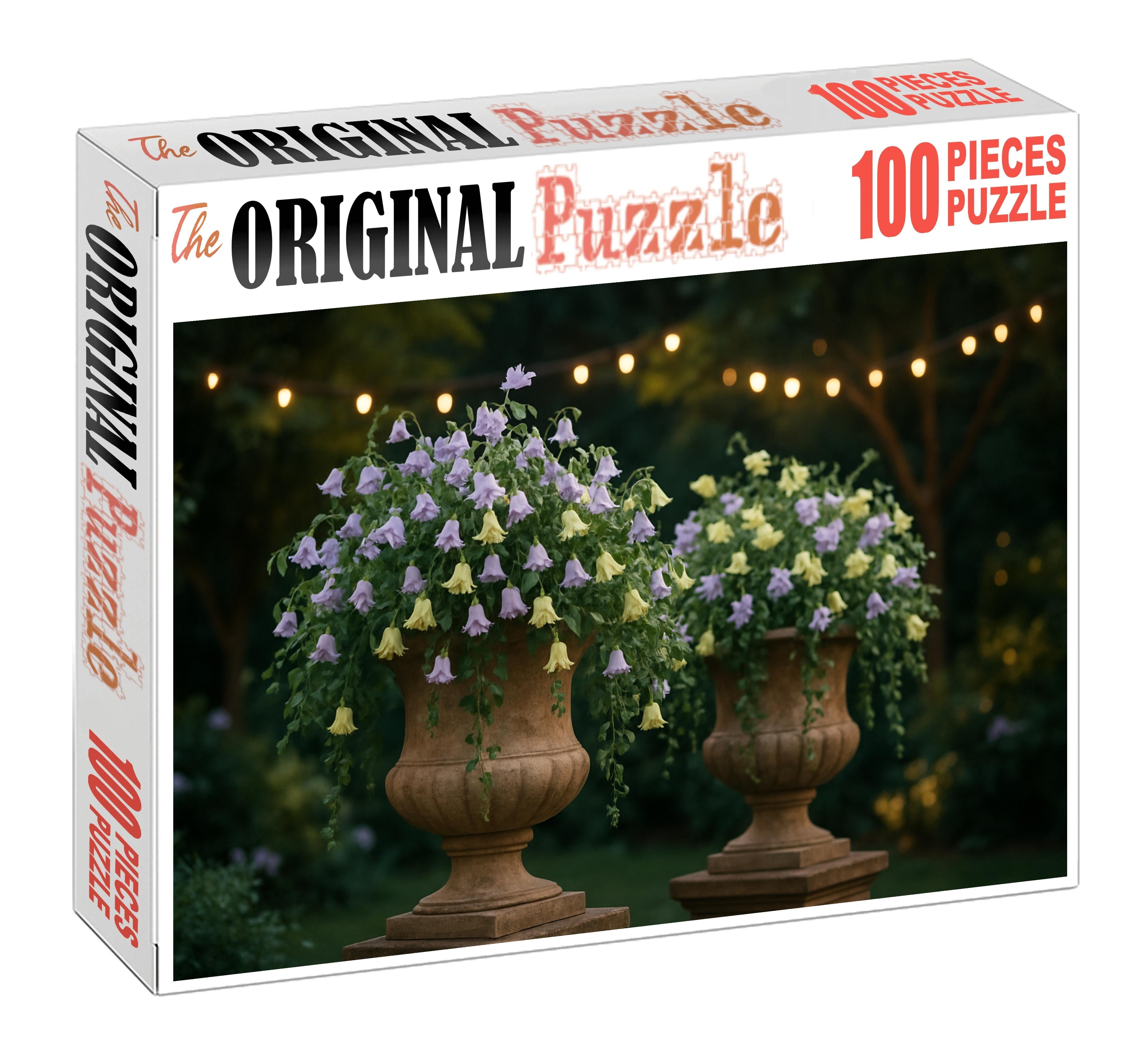 Twilight Garden Glow Lavender And Soft Yellow Blooms In Rustic Urns 50 Piece Puzzle