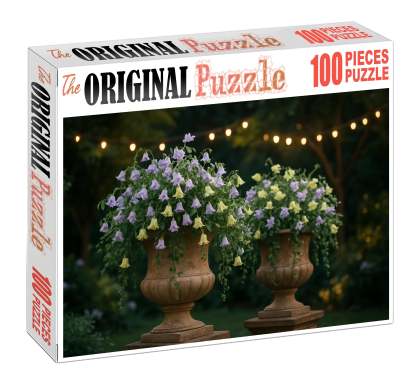 Twilight Garden Glow Lavender And Soft Yellow Blooms In Rustic Urns 50 Piece Puzzle