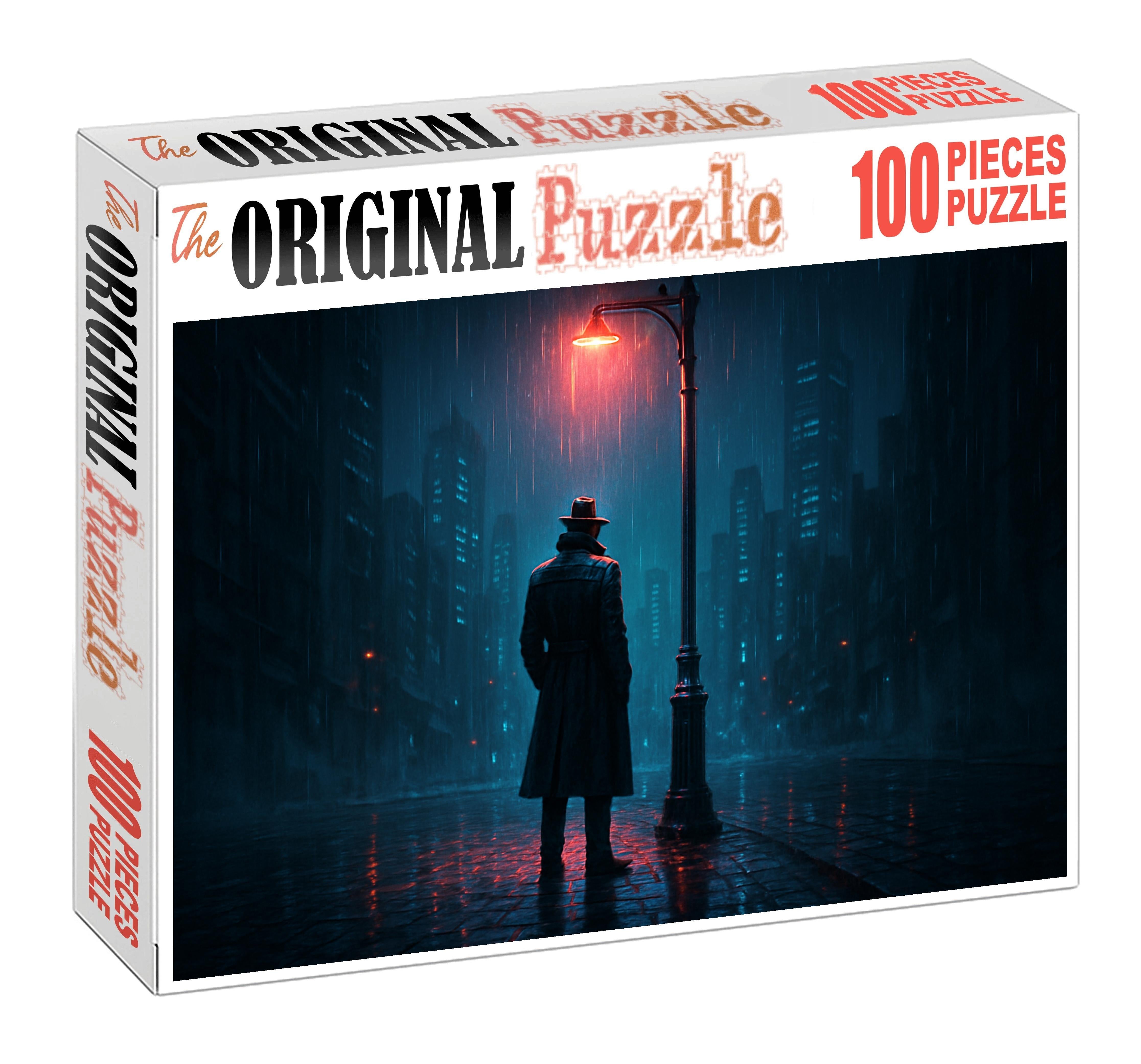 Synthwave Noir Detective Moody Mystery In Neon City Streets 20 Piece Puzzle