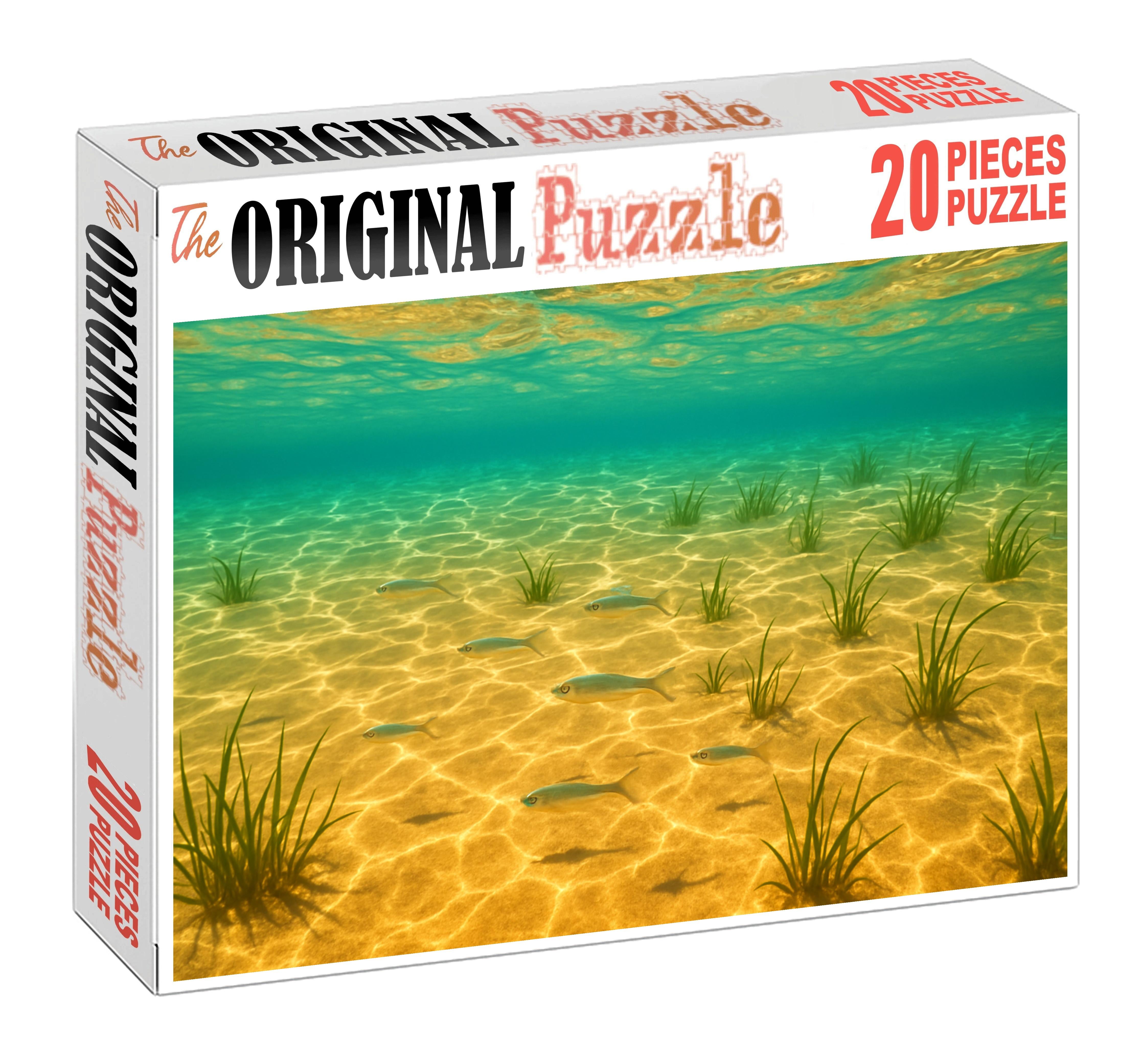 Golden Sandbar Drift Gentle Swells Over Sunlit Shallow Bottom 20 Piece Puzzle