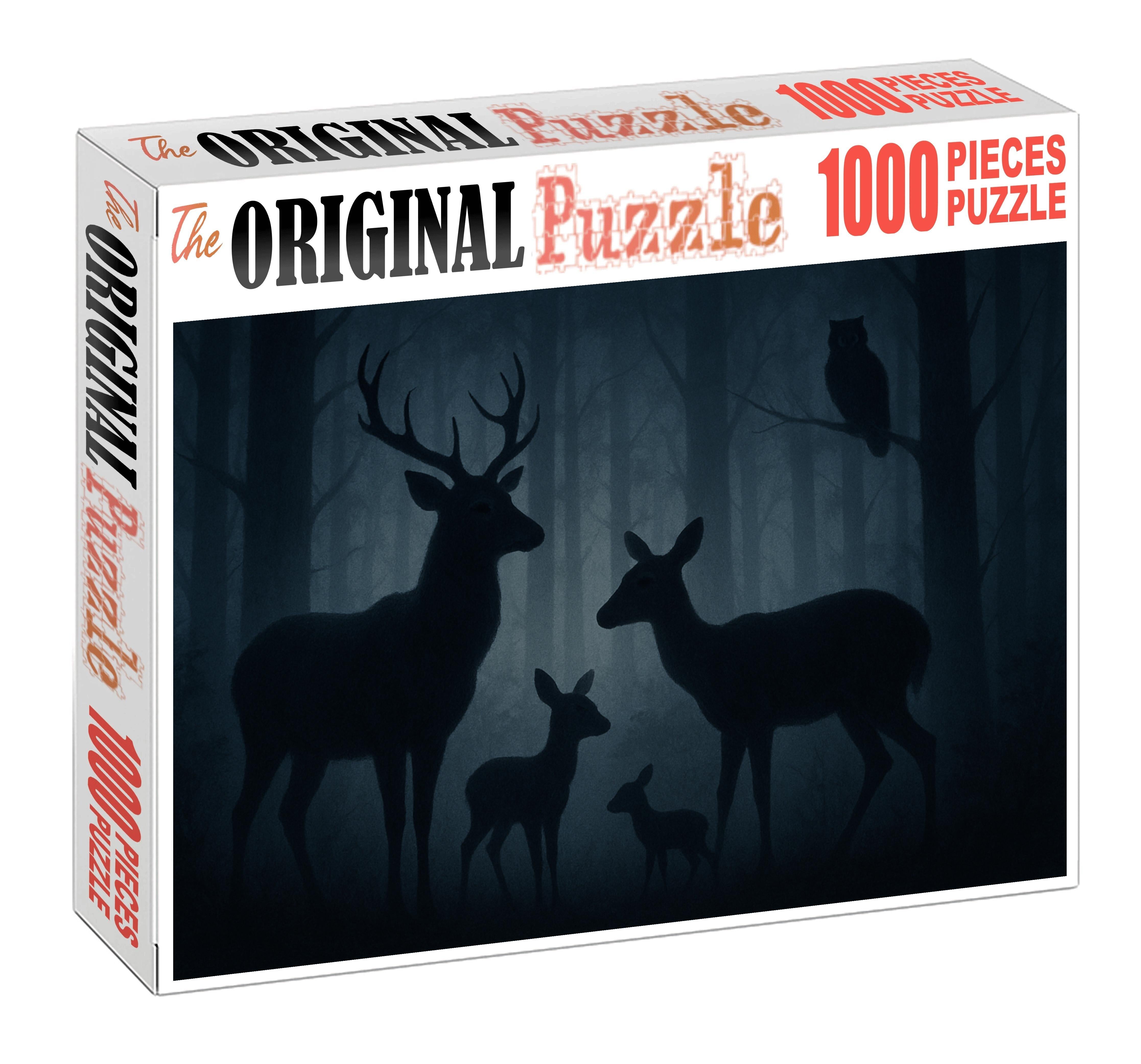 Nocturnal Wildlife Silhouettes Soft Charcoal Renderings Of Forest Animals Large Format Puzzle