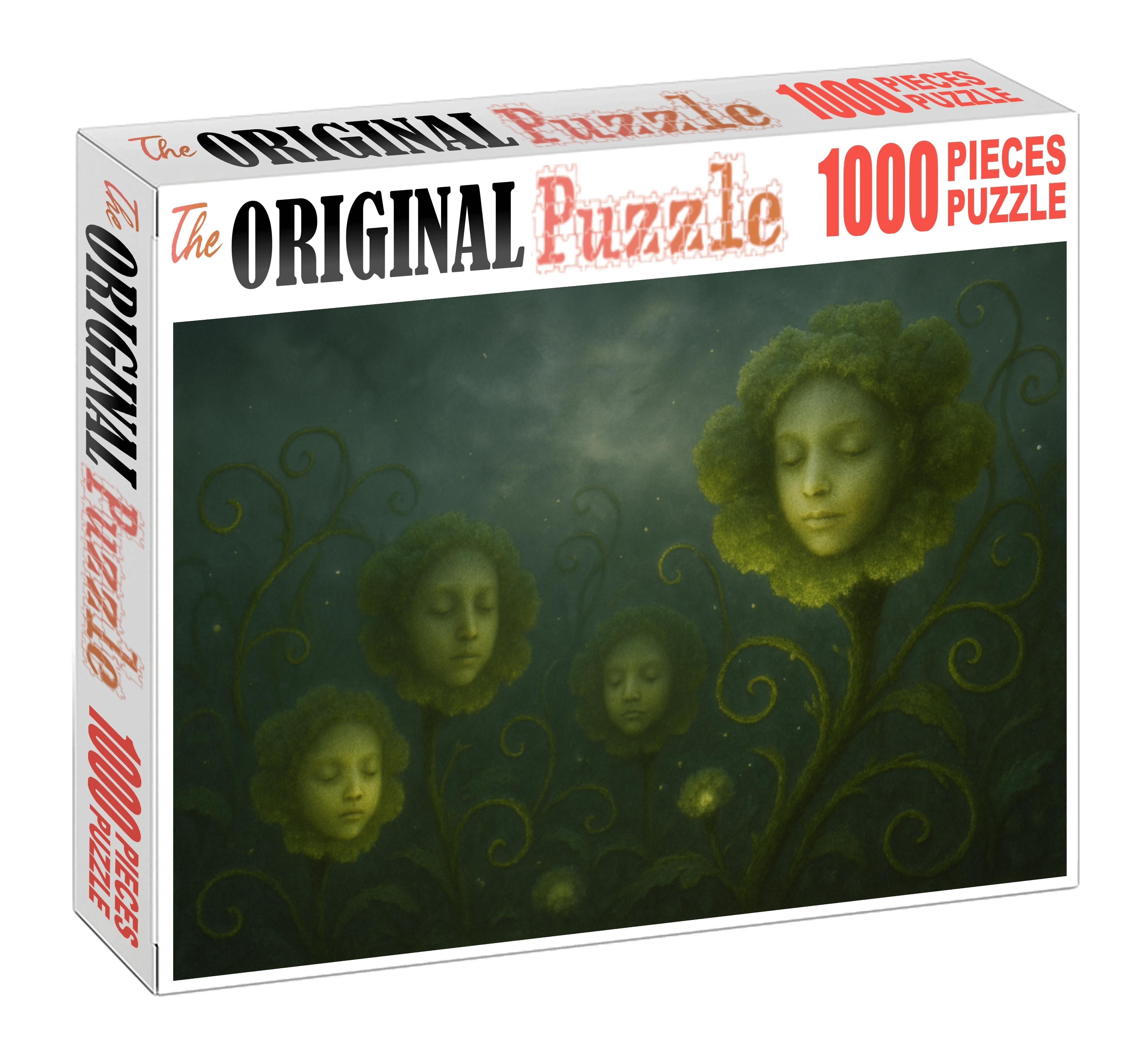 The Whispering Garden Plants With Faces Murmuring Secrets Custom Jigsaw Puzzle