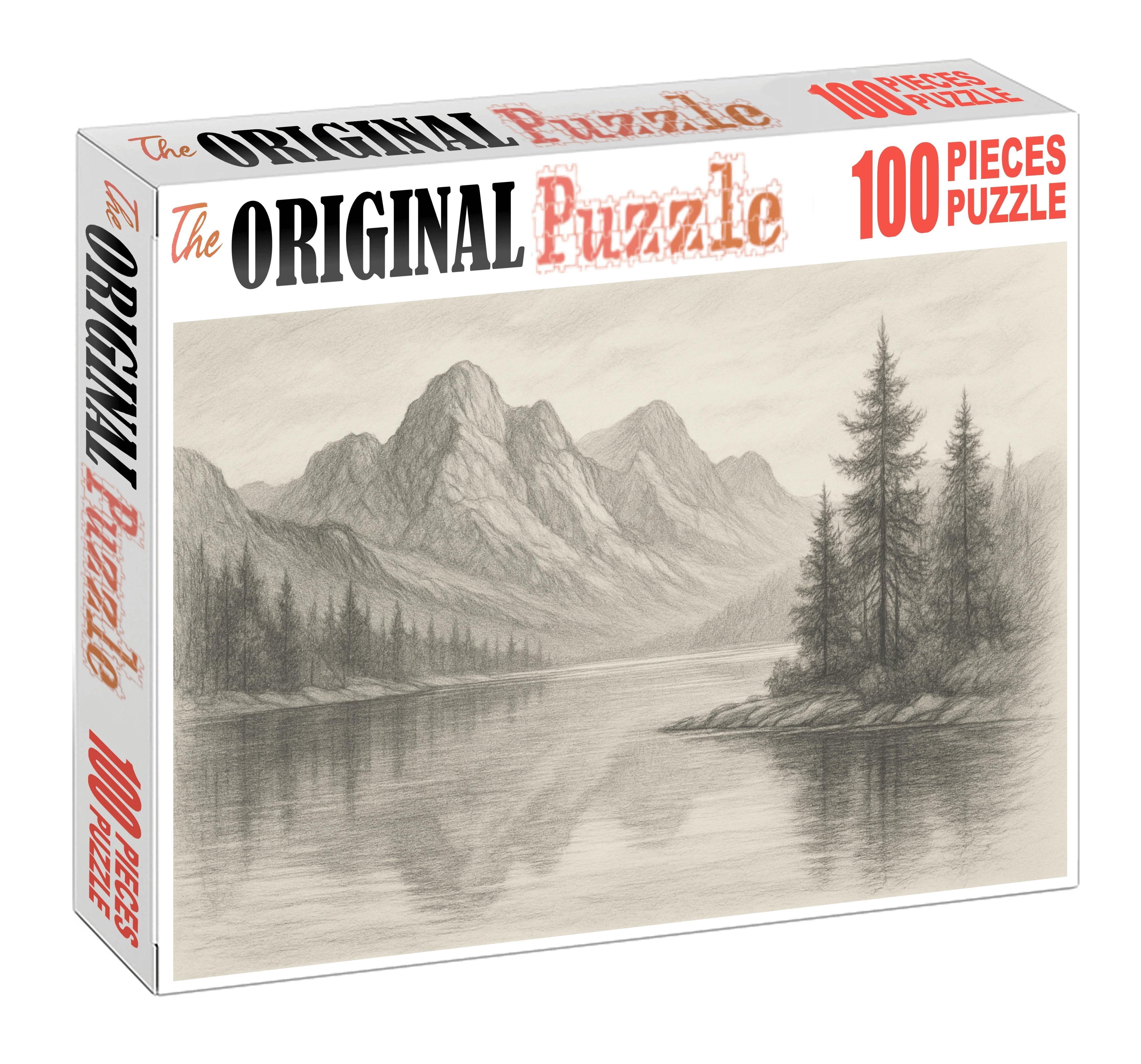 Serene Mountain Reflection Watercolor Pencil And Soft Graphite Puzzle Challenge