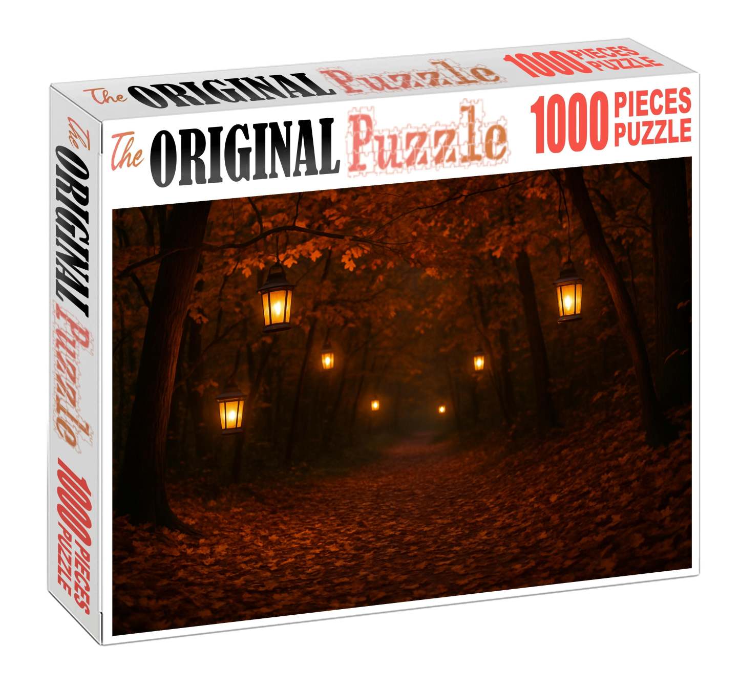 Early Autumn Festival Pathway Leaf Litter And Lanterns 100 Piece Puzzle