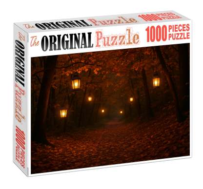 Early Autumn Festival Pathway Leaf Litter And Lanterns 100 Piece Puzzle