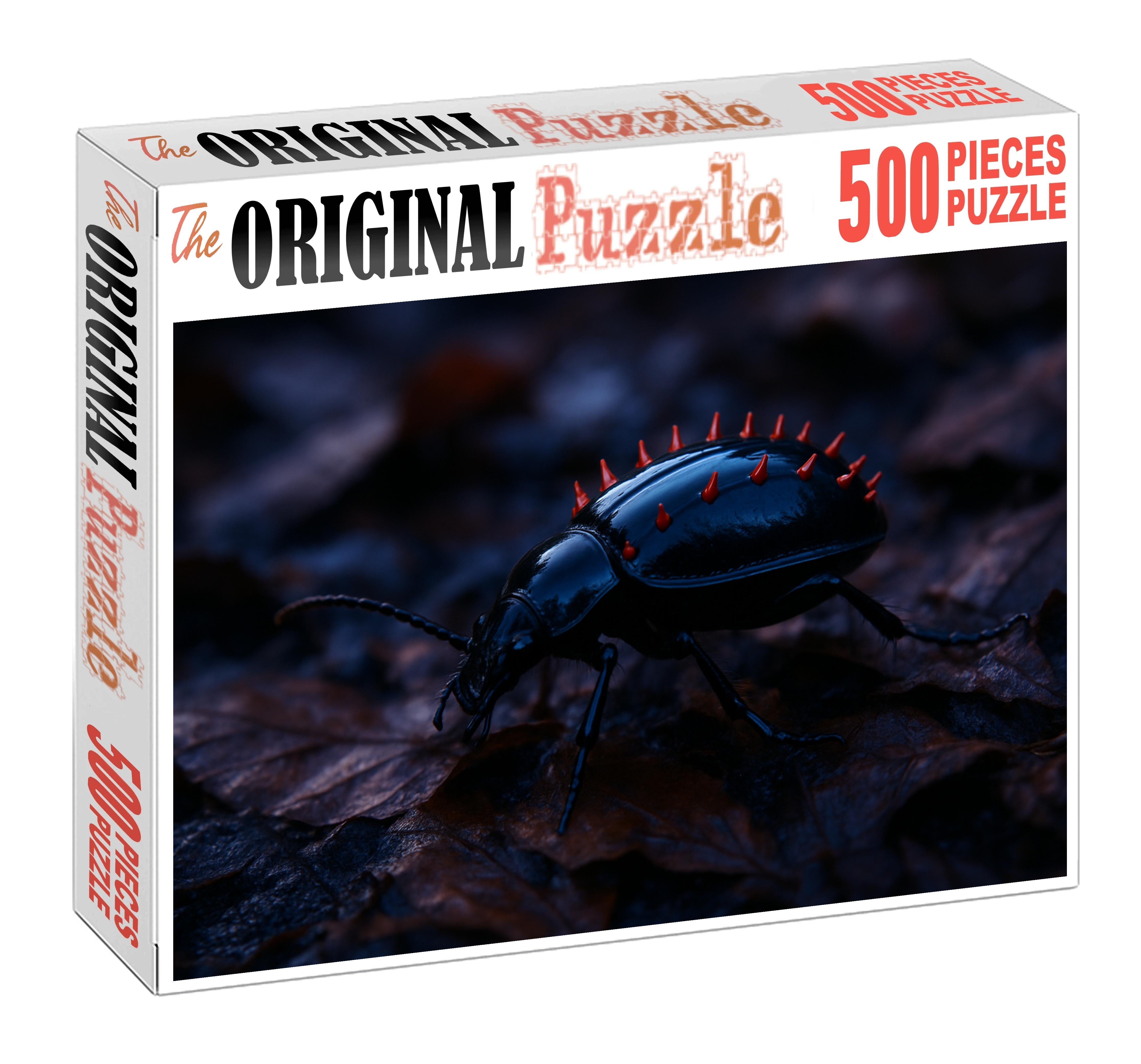 Crimson Spineback Beetle Armored Insect With Radiant Red Spikes Puzzle Fun