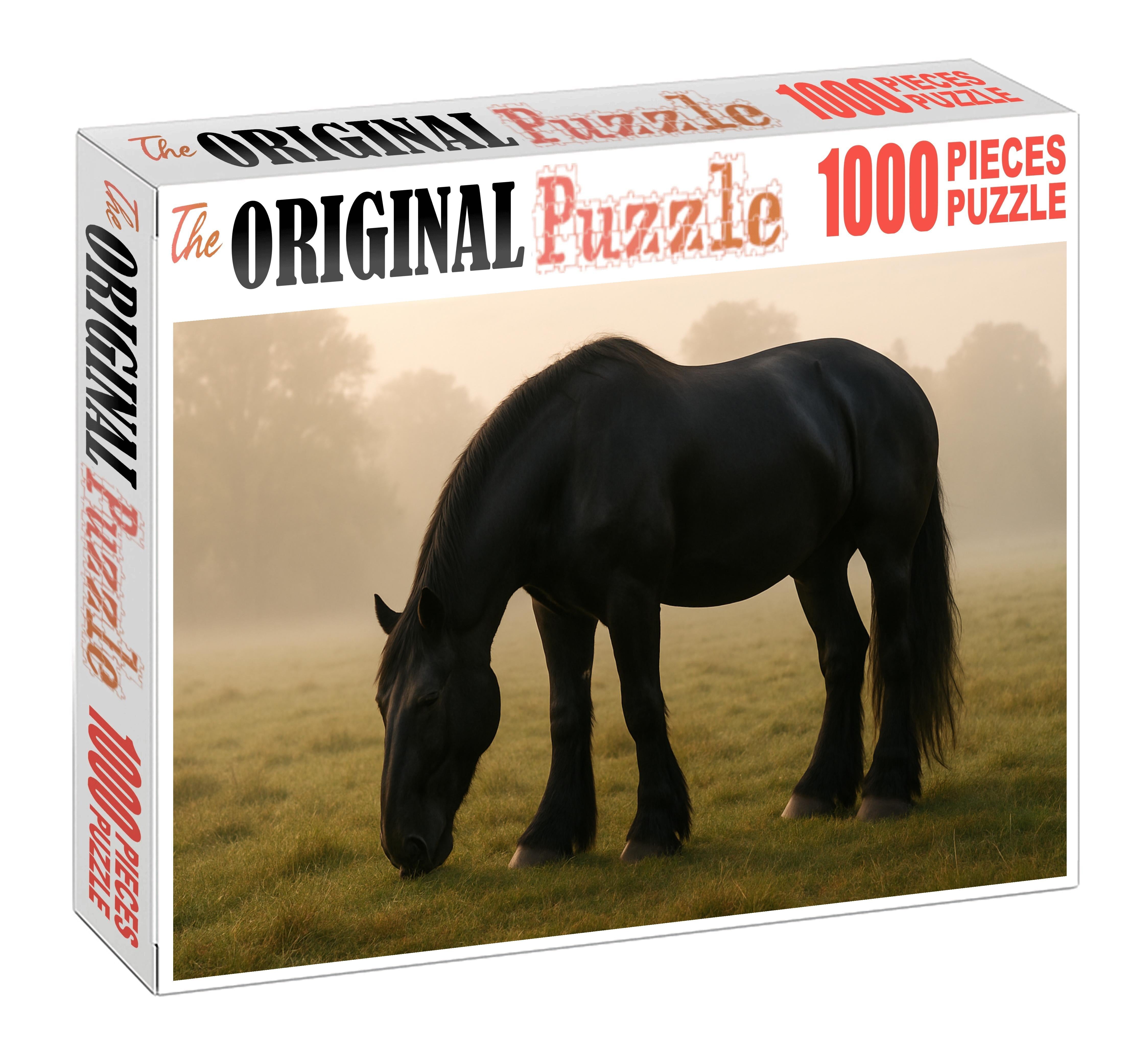 Ebony Majesty Imposing Black Draft Mare With Gentle Heart 50 Piece Puzzle