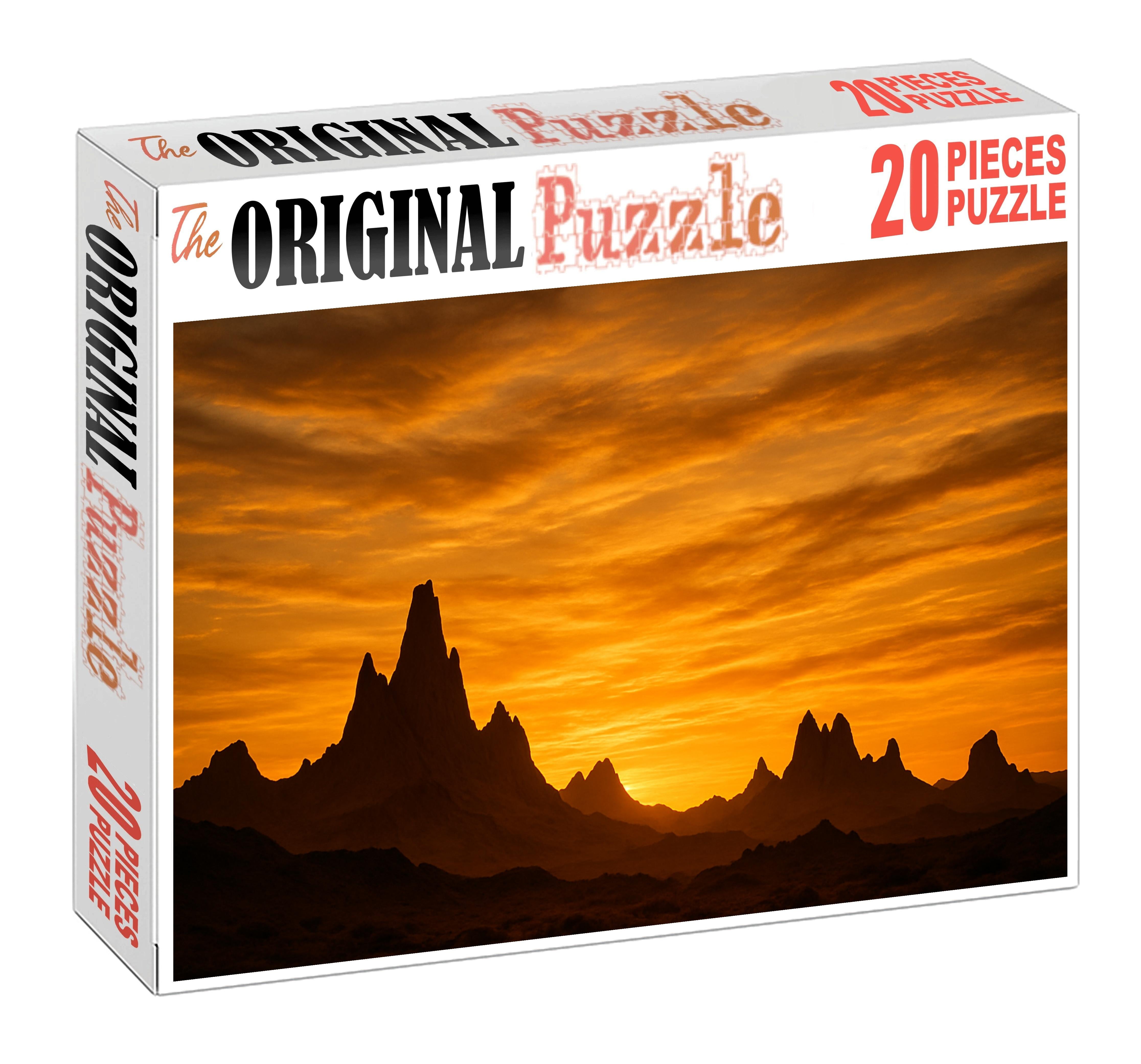 Golden Dusk Across Desert Silhouettes Mini Puzzle