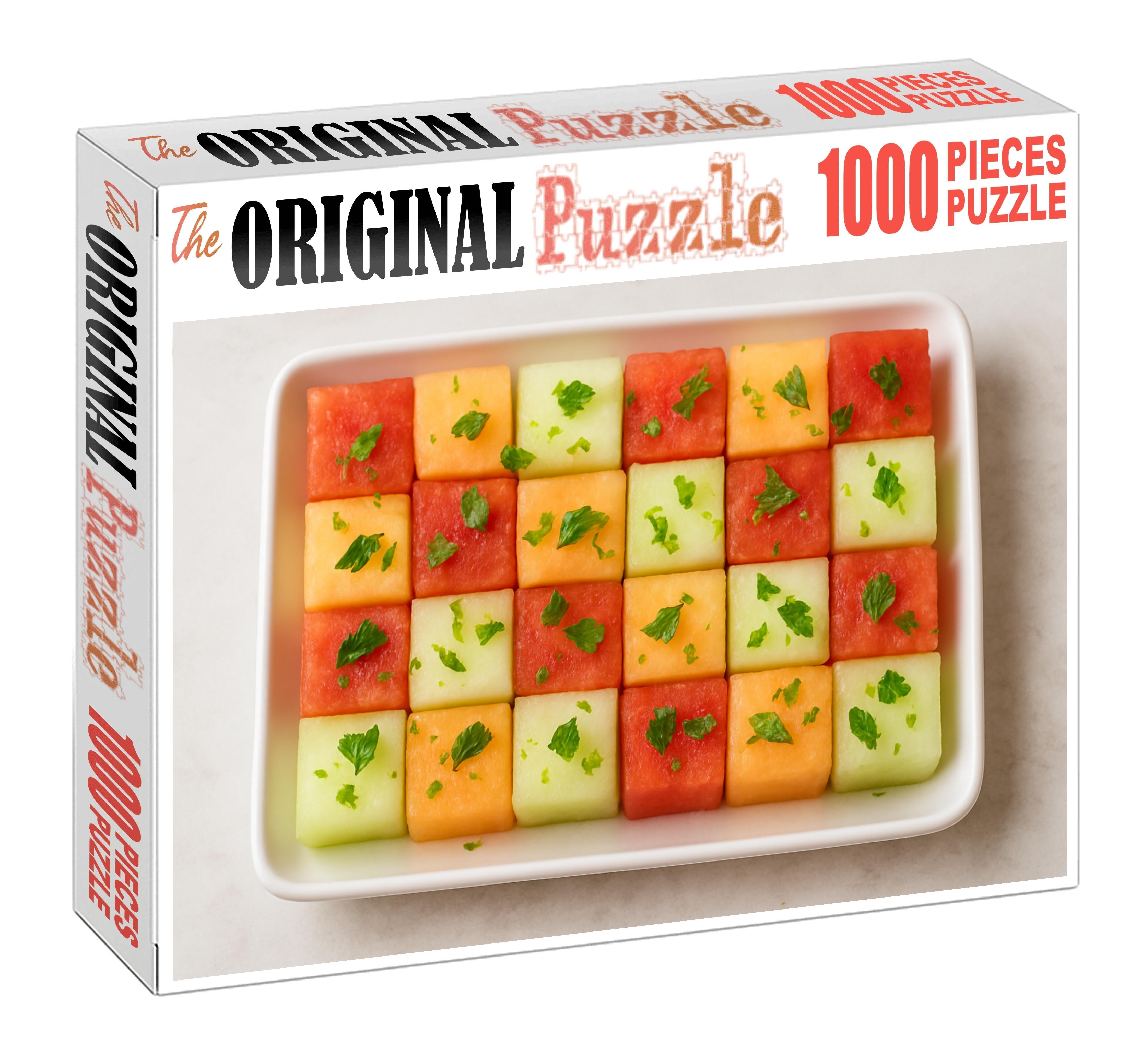 Melon Mosaic Cubed Sweetness With Herb Accents 20 Piece Puzzle