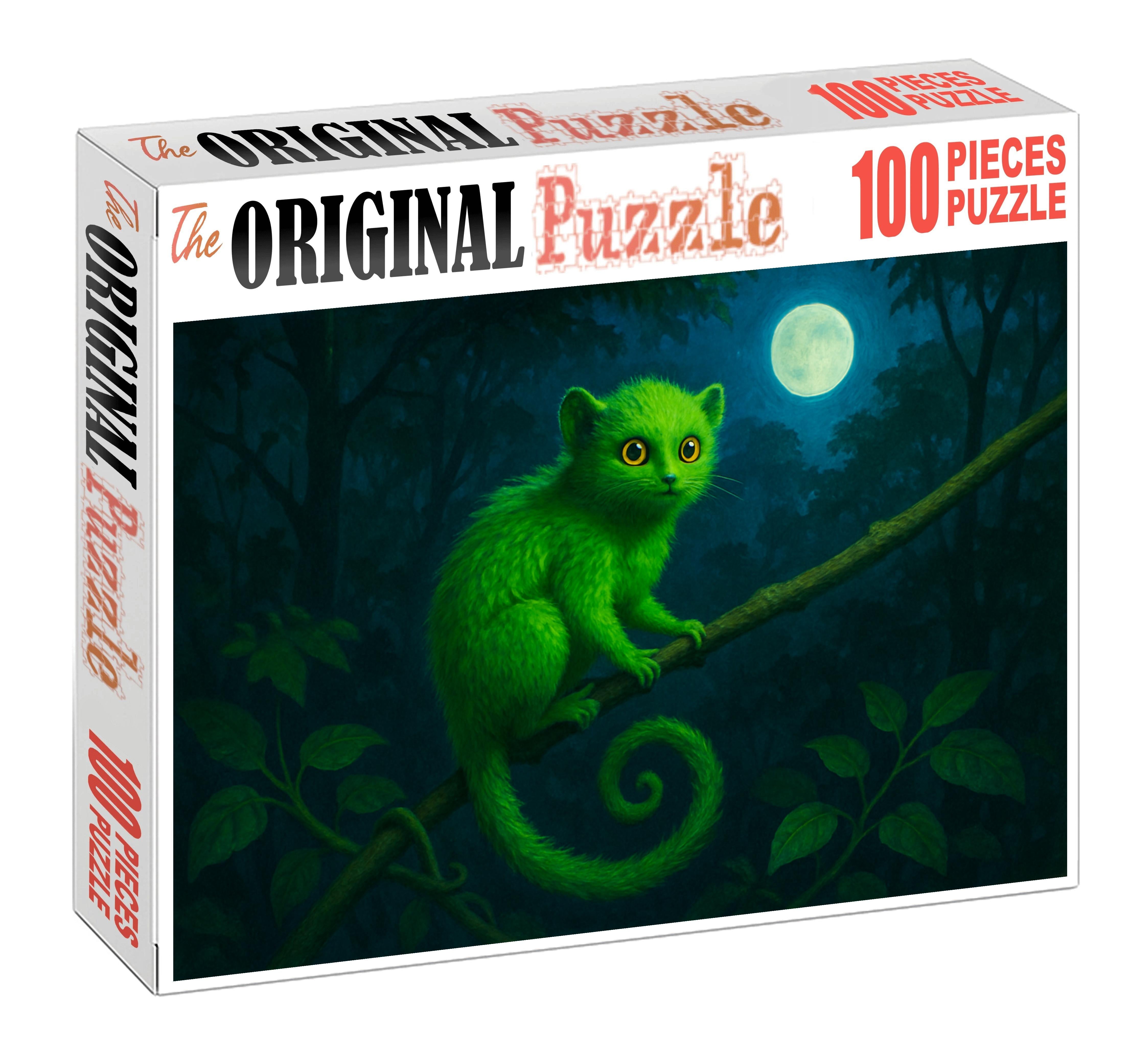 Jadevine Climber Tiny Arboreal Mammal With Prehensile Tail And Vibrant Green Fur Mini Puzzle