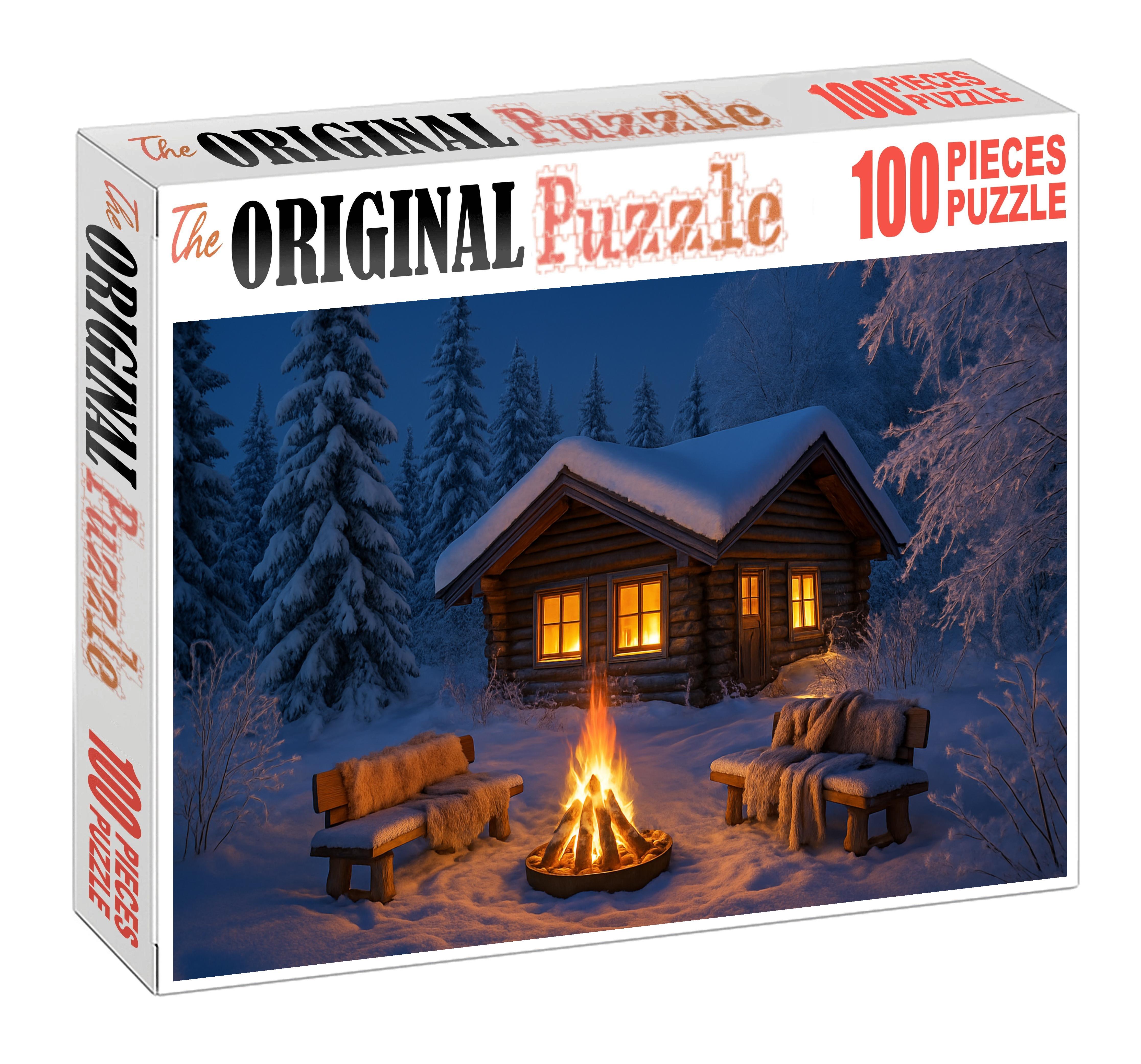 Frost-kissed Cabin Retreat Large Format Puzzle