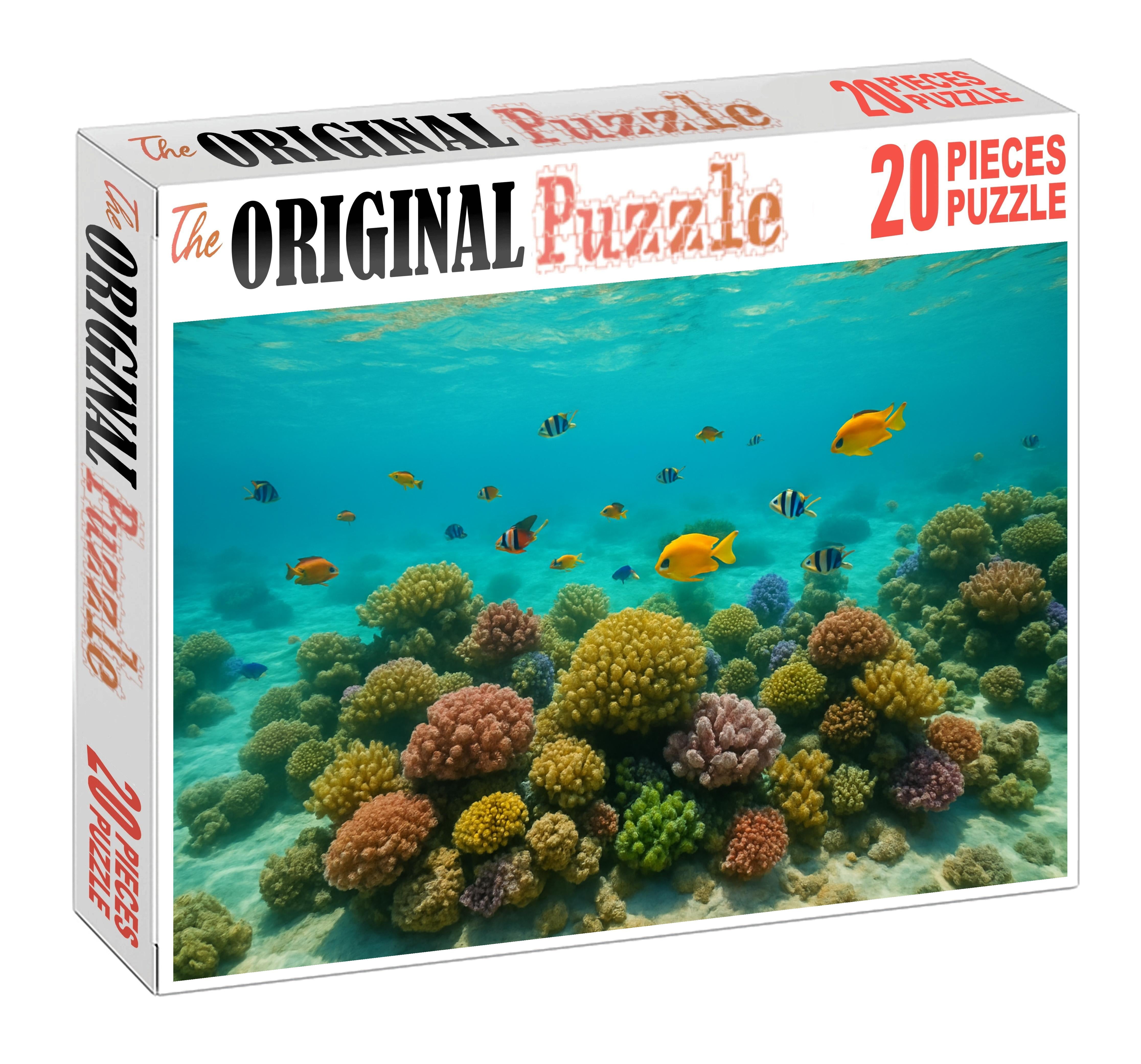 Golden Sunlit Lagoon Shallow Waters Brimming With Coral Life Premium Puzzle Pieces