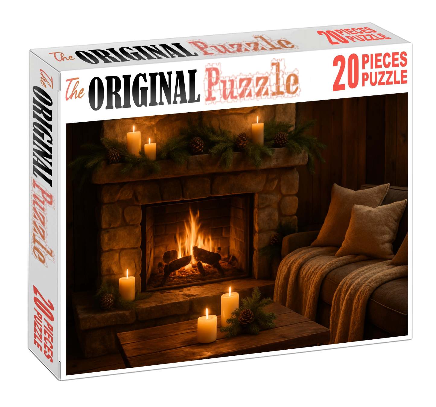 Twilight Evergreen Hearth Cozy Fireside And Pine Accents 20 Piece Puzzle