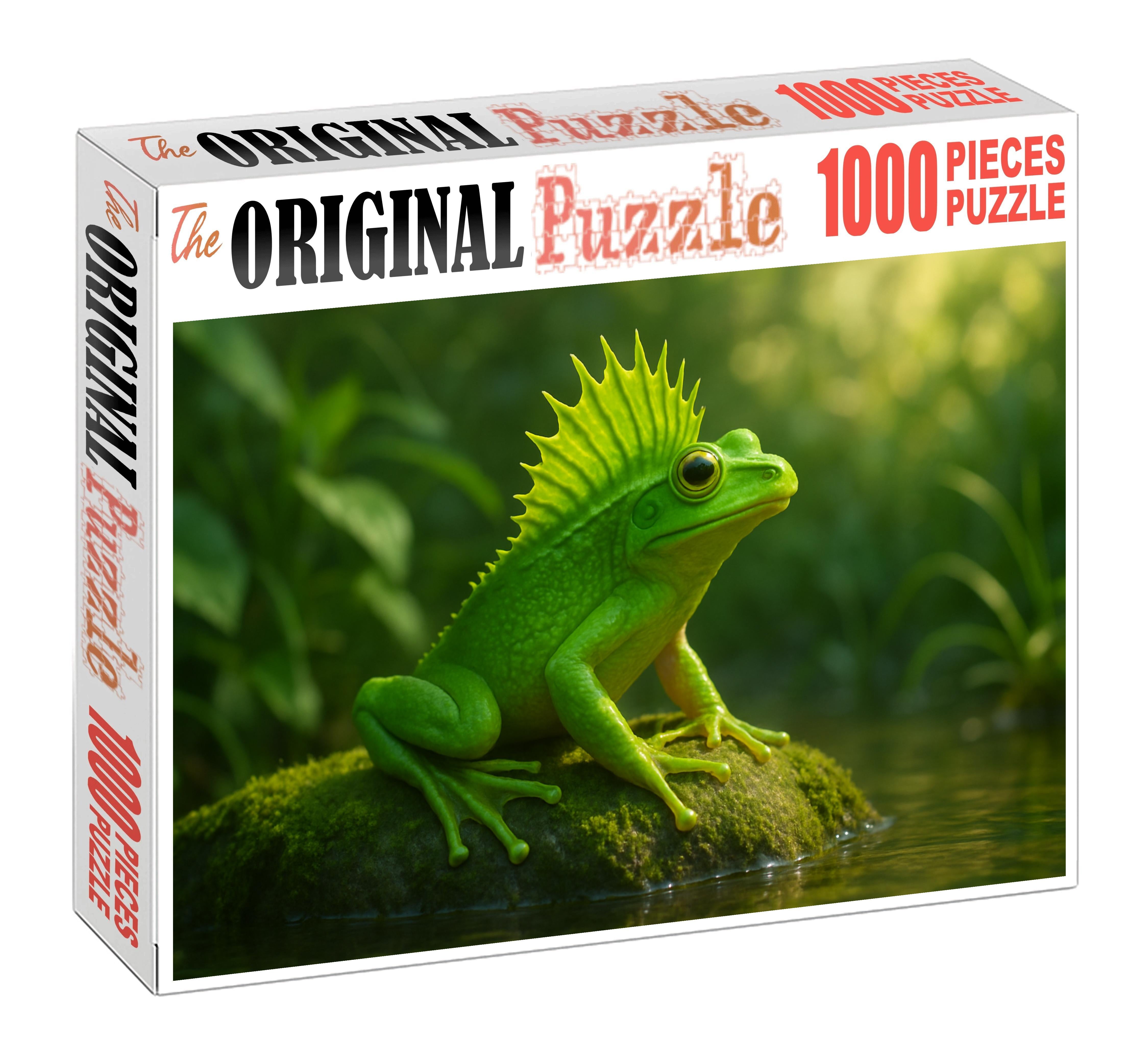 Jade Crest Hopper Vibrant Amphibian With High Leaping Ability And Unique Vocalizations Premium Puzzle Pieces